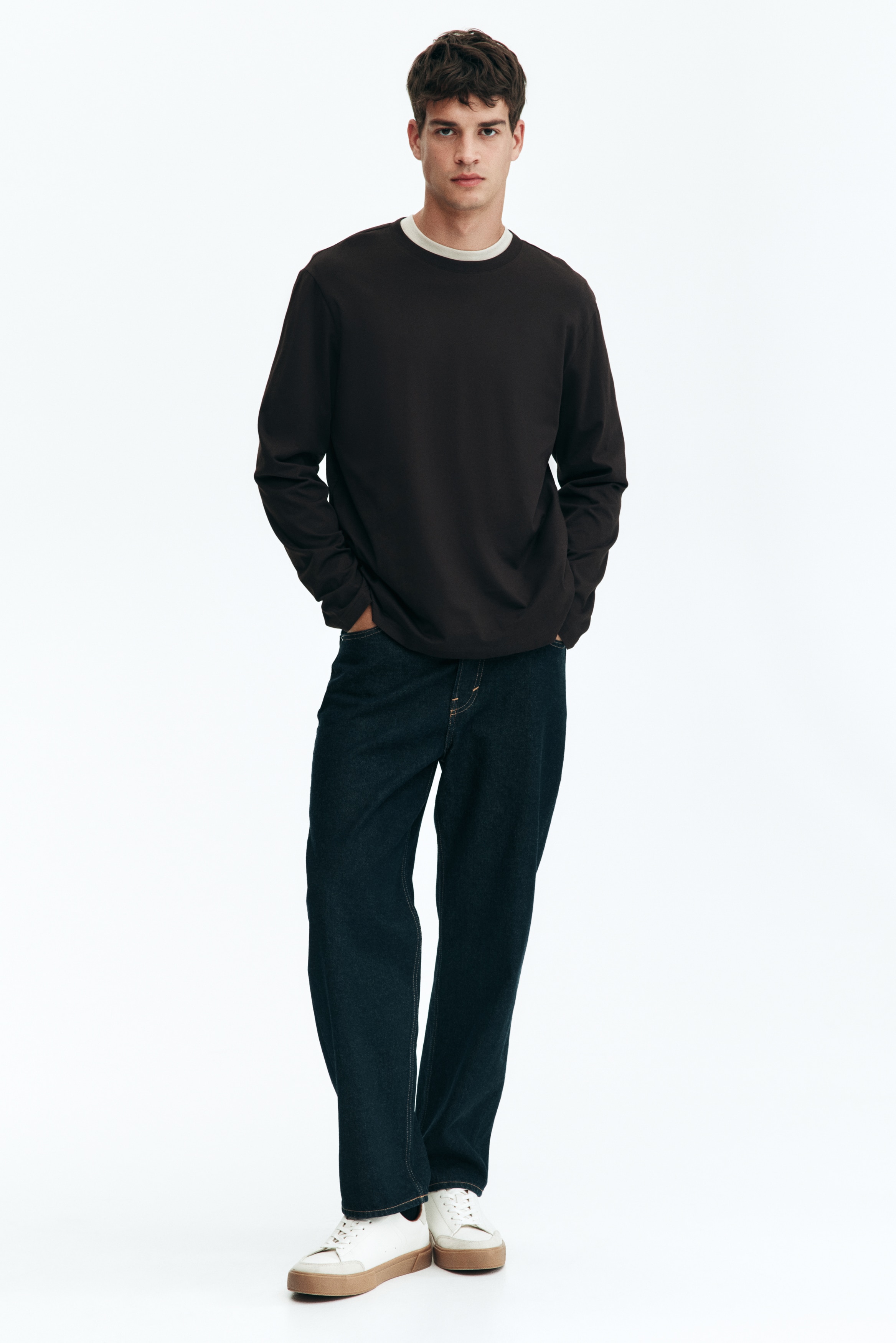 Majica Regular Fit - Tamnosmeđa/Bela/Crna/Mornarsko plava