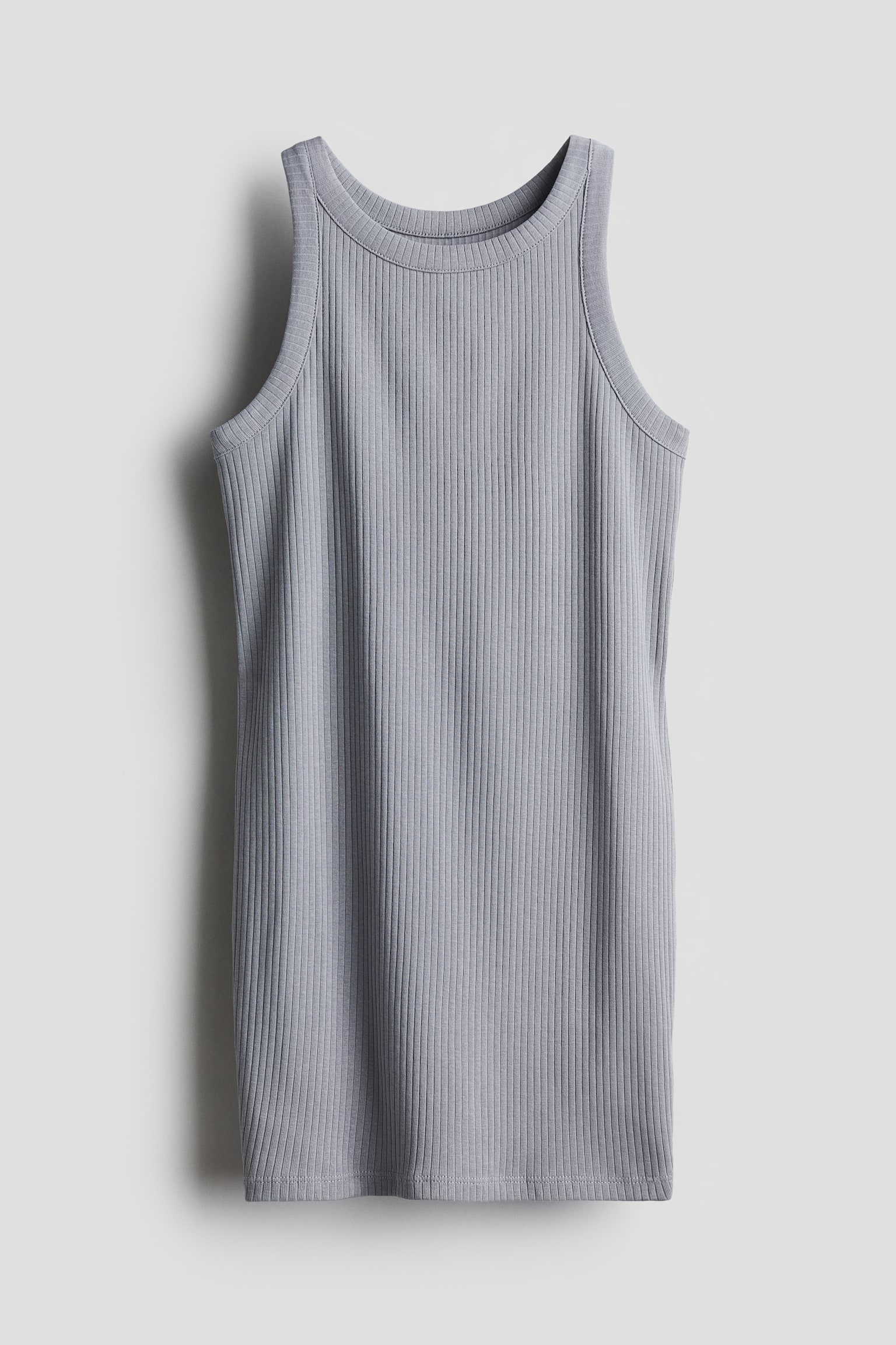 Ribbed jersey dress - Dark grey/White/Black - 1