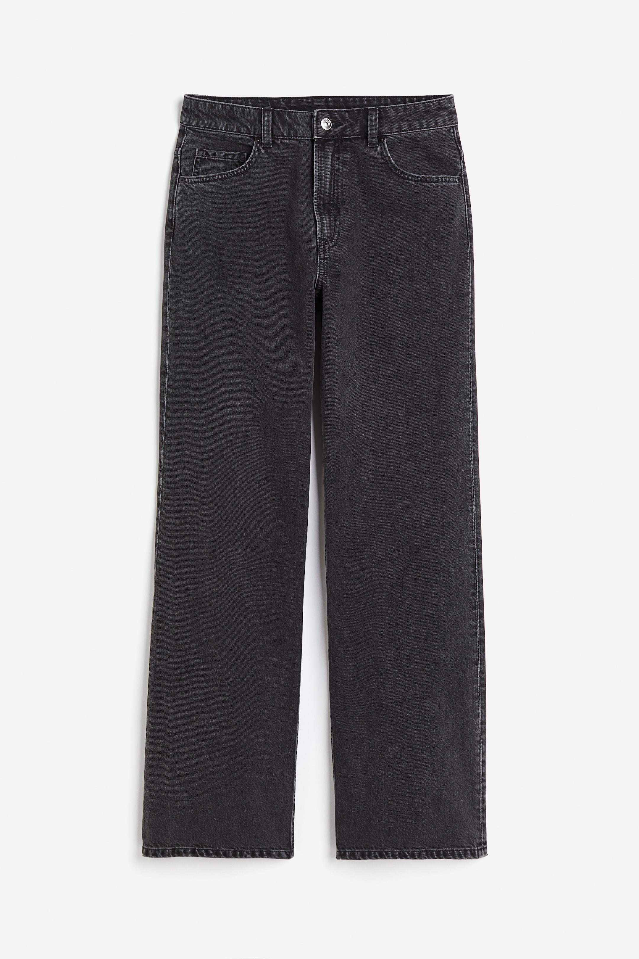 Wide High Jeans - High waist - Long - Black - Ladies | H&M US