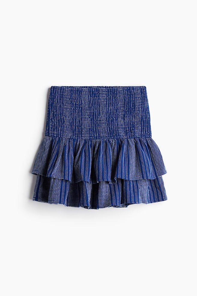 Smock-waisted tiered skirt - Dark blue/White striped - 1