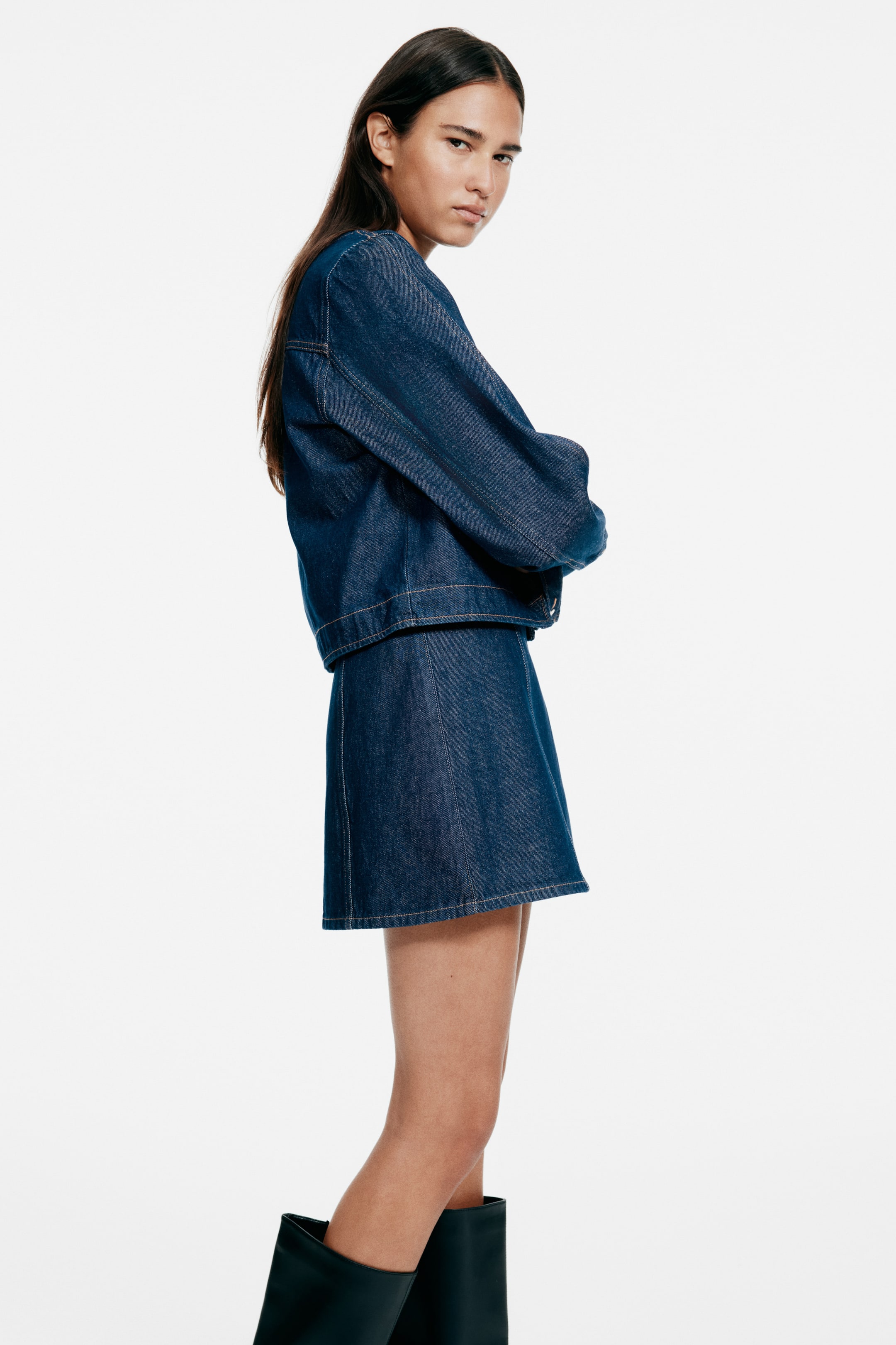 Zobrazit větší obrázek: Minisukně áčkového střihu - Tmavý denim blue - ŽENY | H&M CZ 4