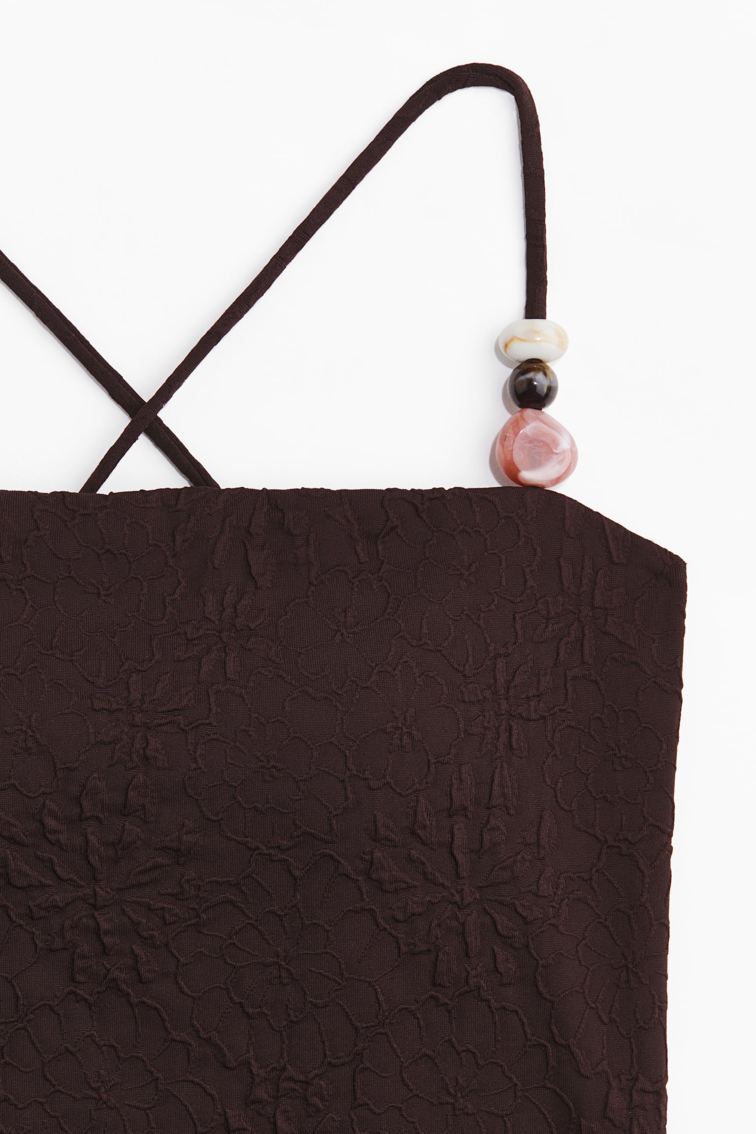 Padded-cup High Leg Swimsuit - Dark brown - 3