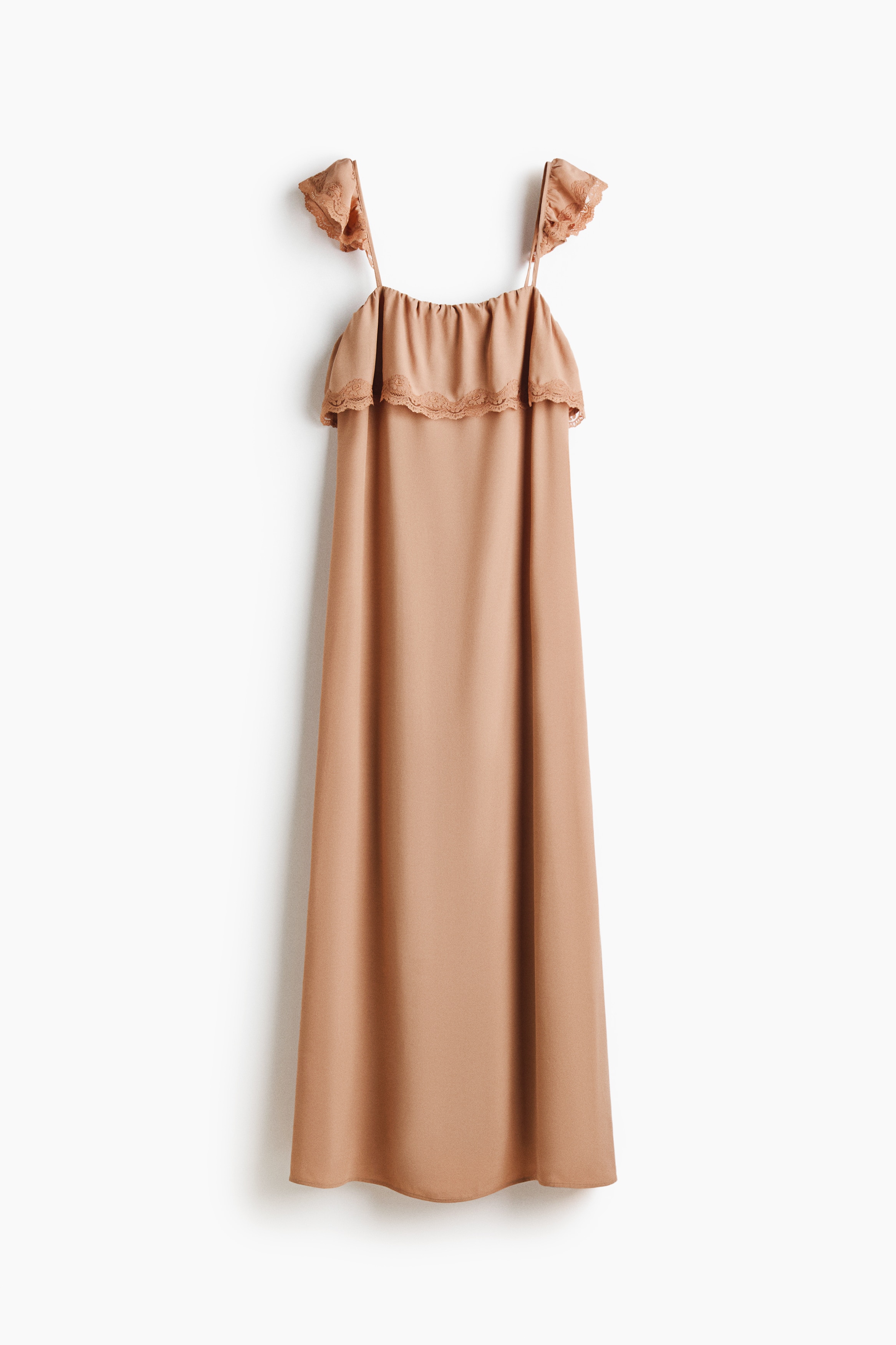 Lace-trimmed maxi dress - Dark beige