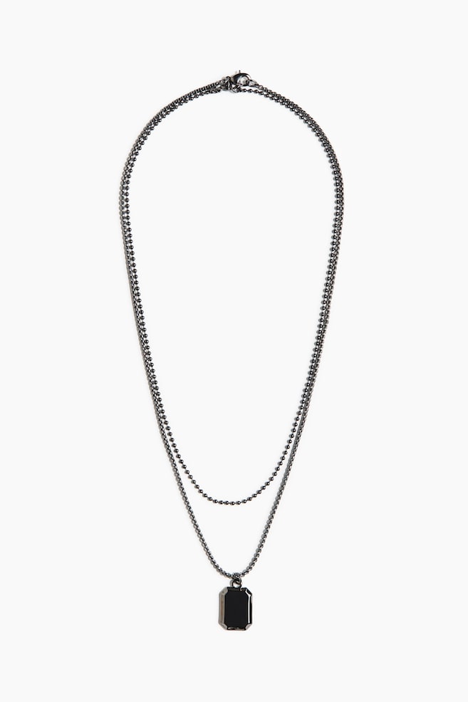 2-Pack Necklaces - Black/Silver-colored - 1
