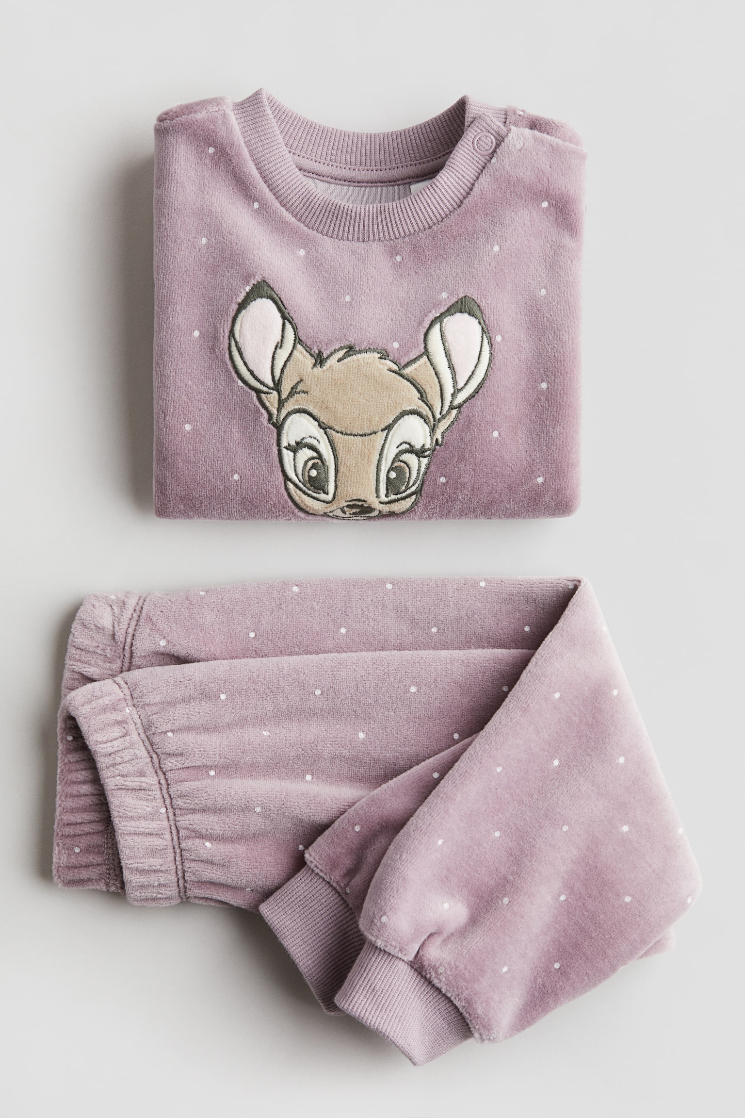 Patterned velour pyjamas - Dusty purple/Bambi/Navy blue/Paddington Bear - 2