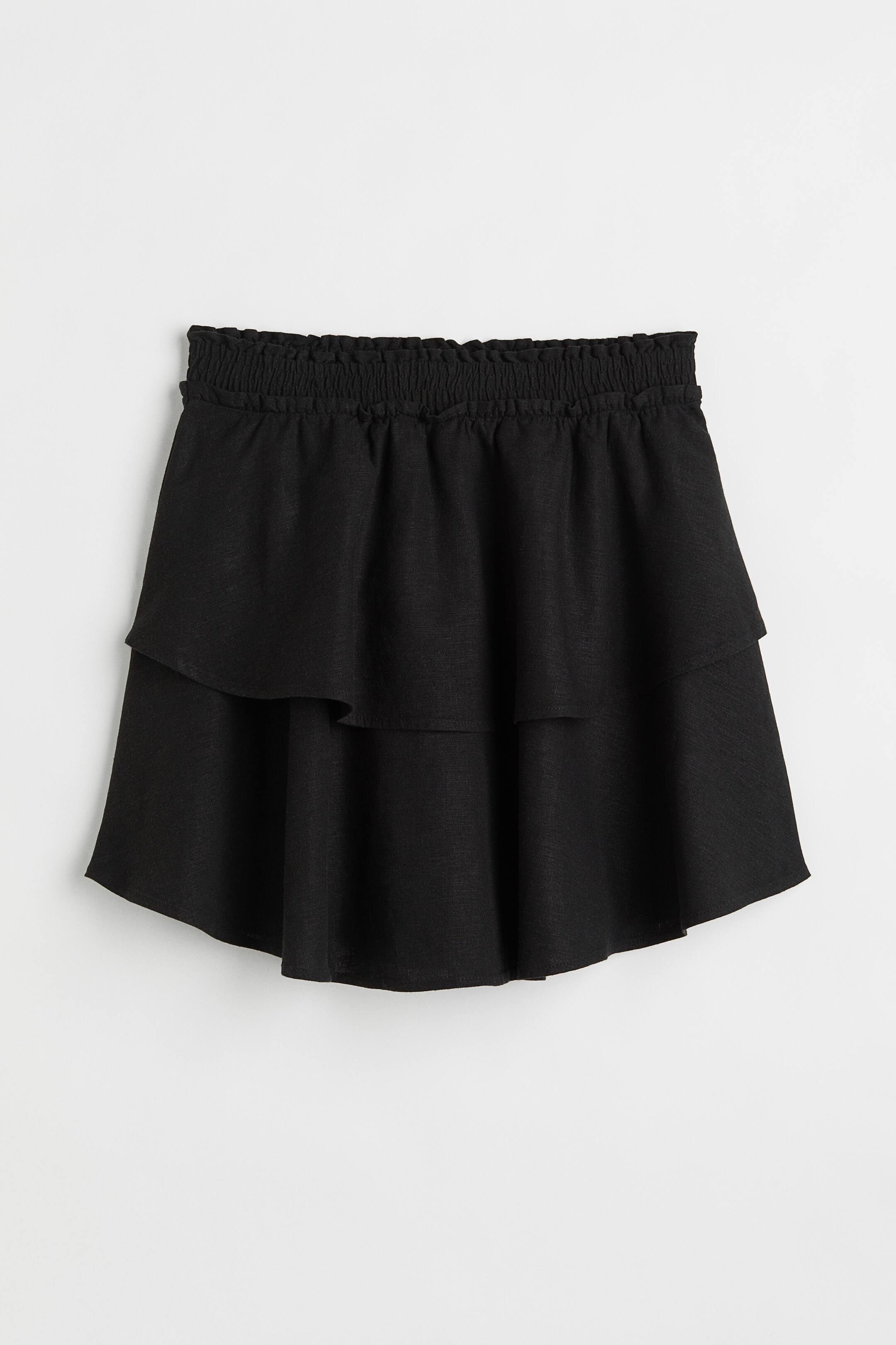 View larger image: Linen-blend tiered skirt - Black - Ladies | H&M 1