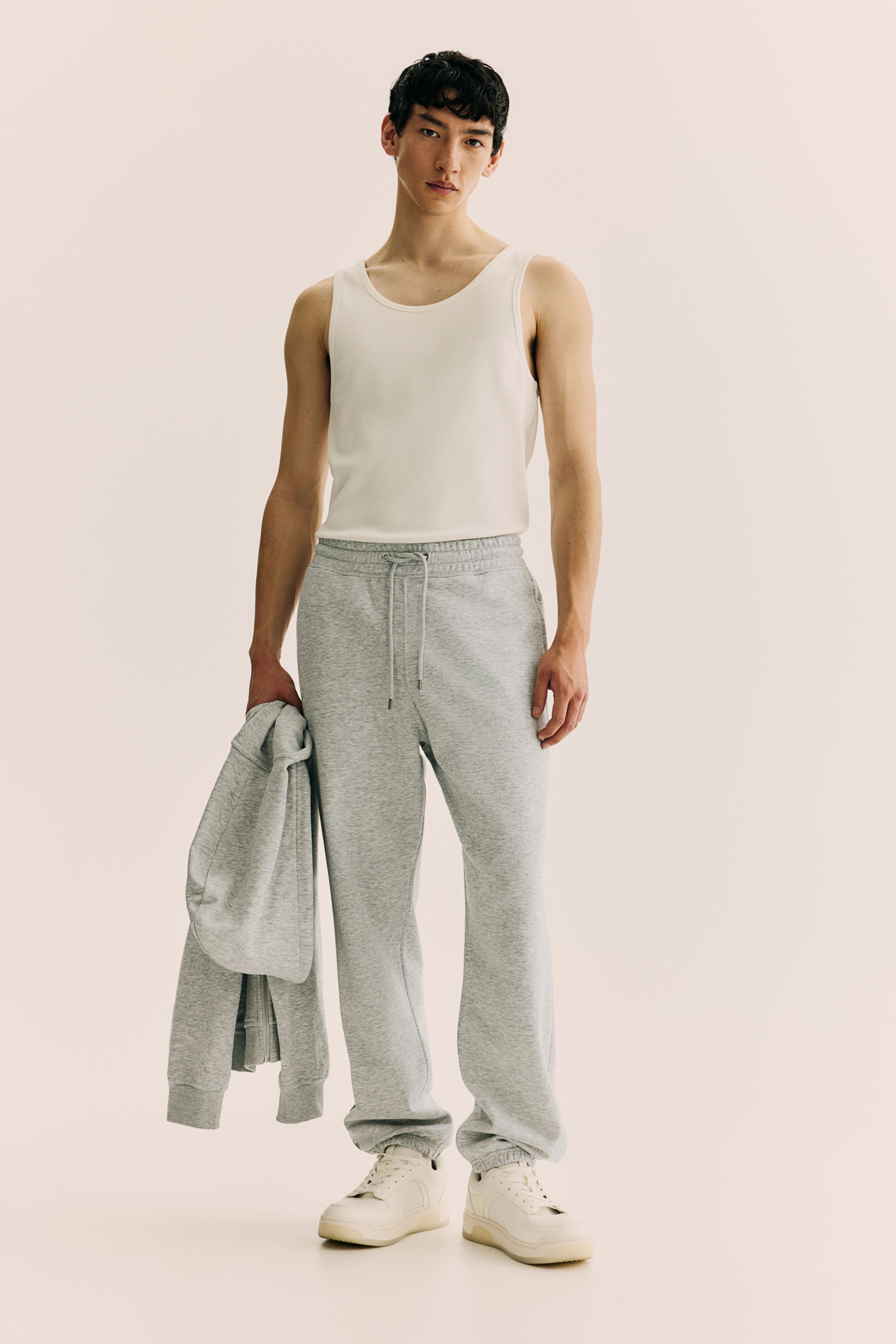 Sweatpants Loose Fit Gris chine HOMME H M FR