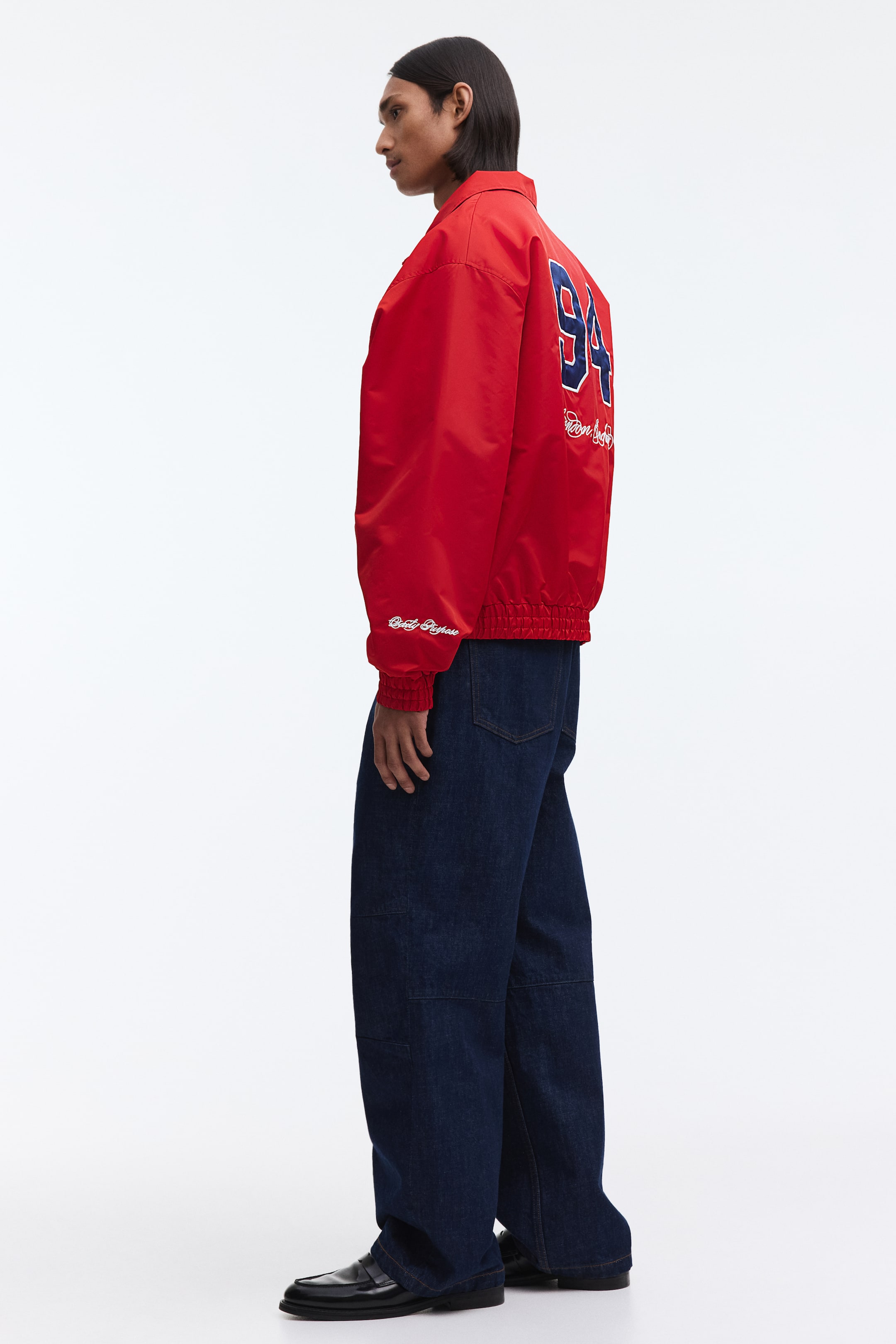 Мужские куртки H&M Loose-Fit Embroidered-Motif Nylon Track Jacket — фото 6