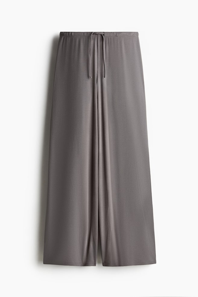 Wide drawstring trousers - Dark grey/White - 1