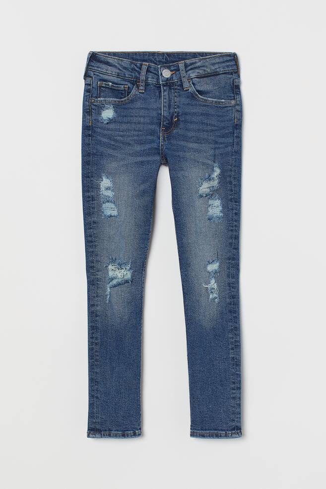 Skinny Fit Trashed Jeans - Dark denim blue/Light denim blue - 1