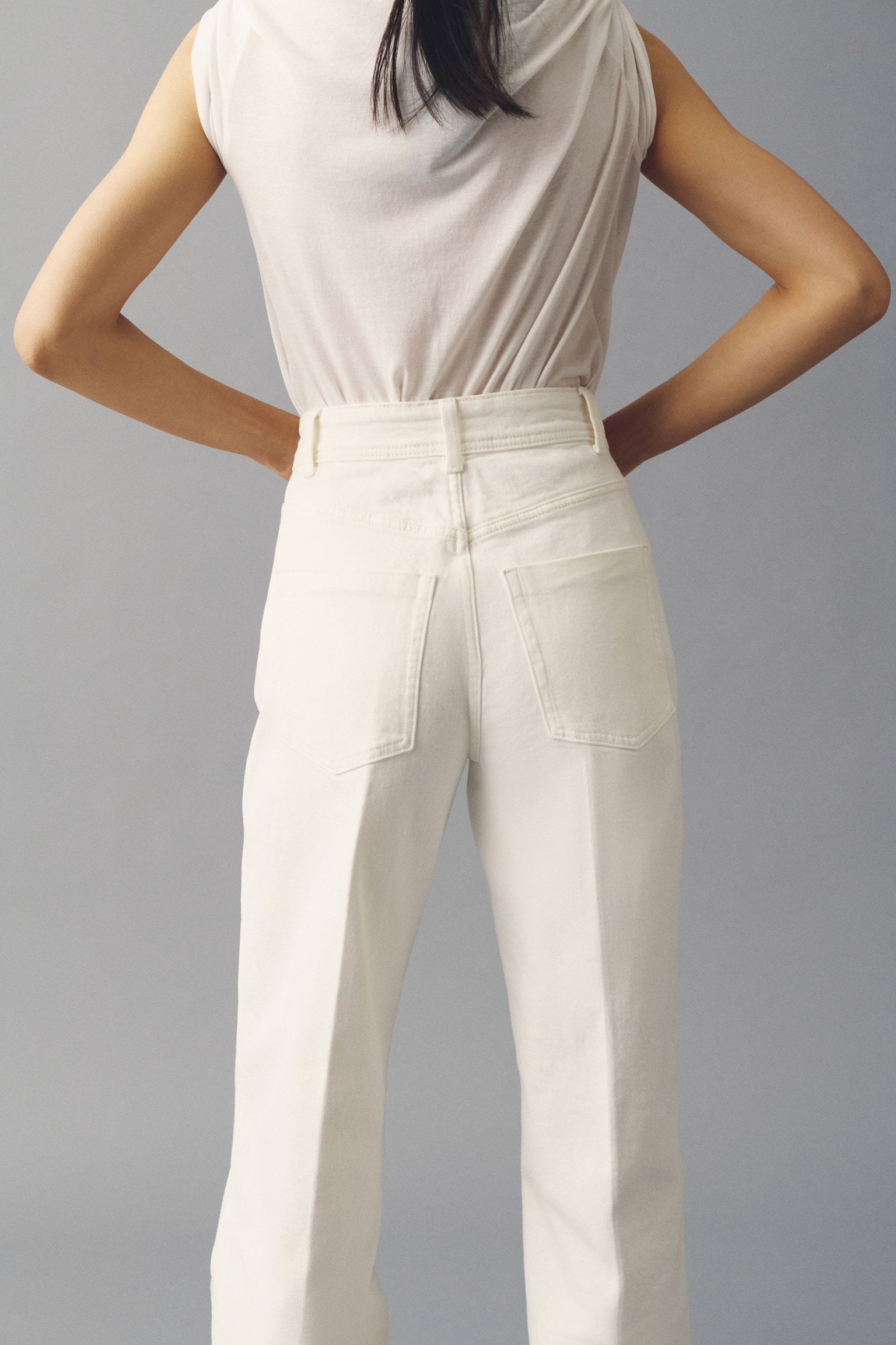 Wide High Jeans - Light beige - 3