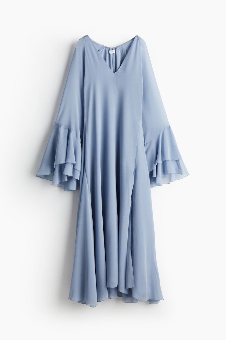navy blue dress for baby girl Women's Light blue Long chiffon dress