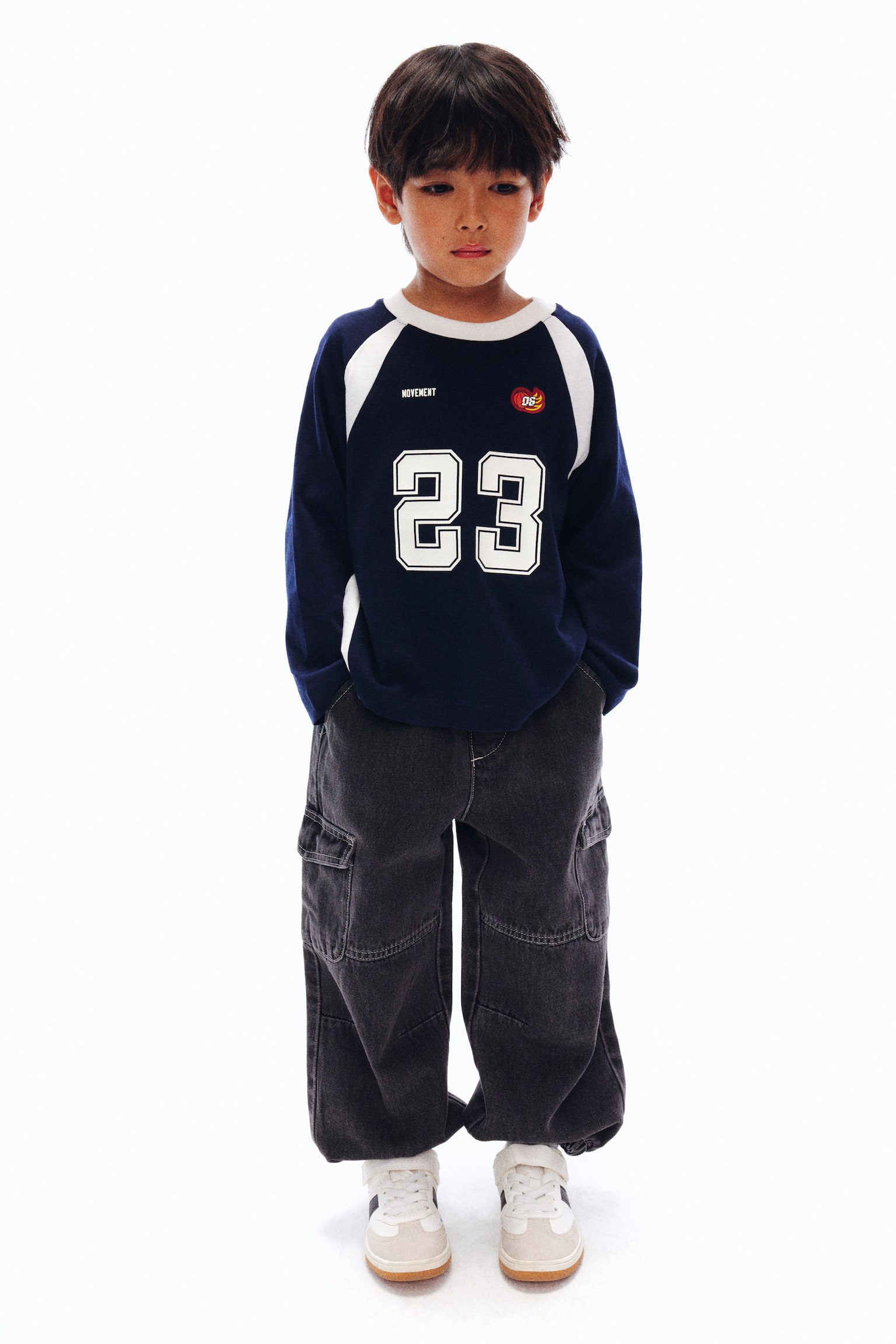 Printed long-sleeved T-shirt - Navy blue/Movement/White/Movement/Light blue/Movement - 3