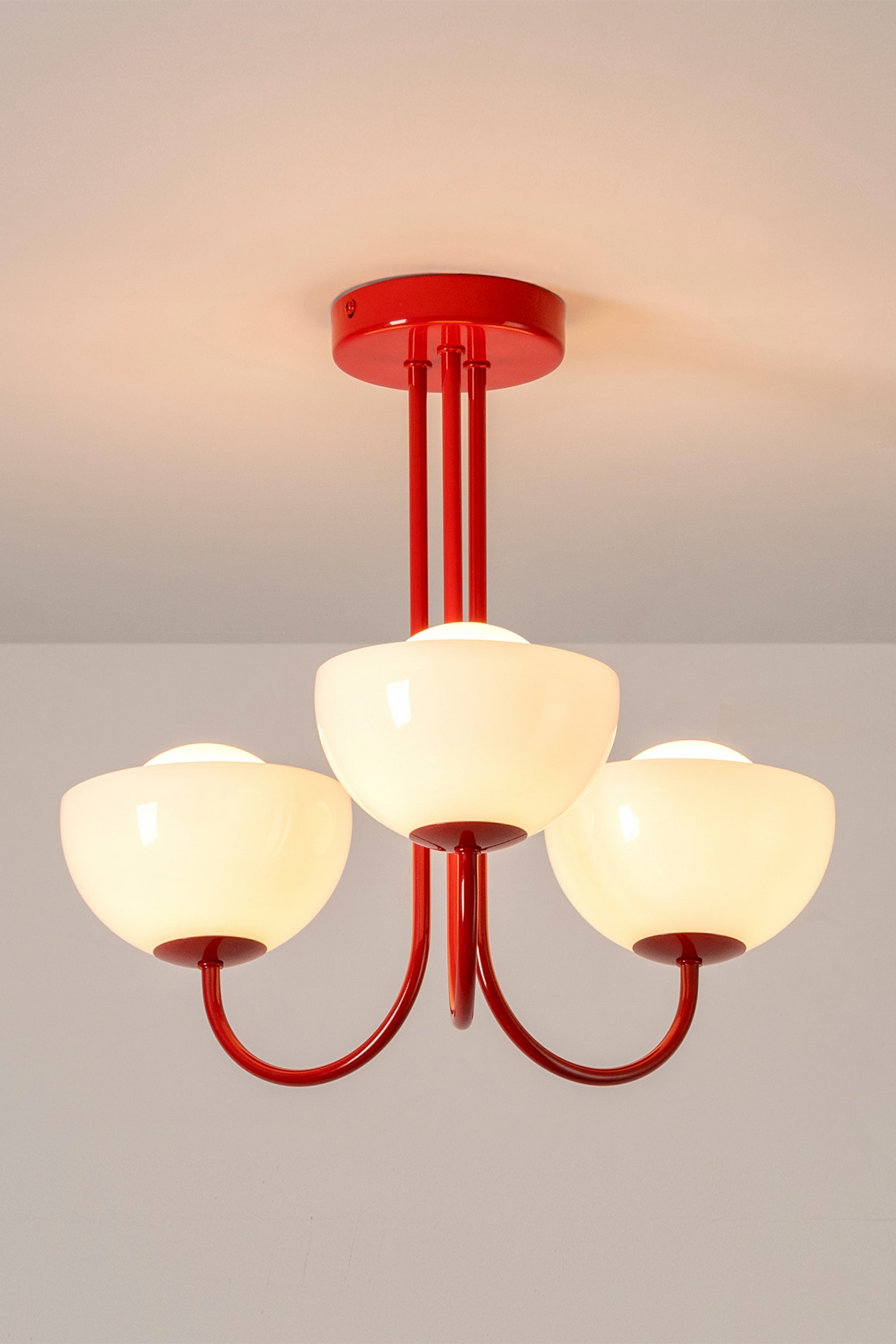 Glass Bowl Ceiling Light - Red/Gold - 1