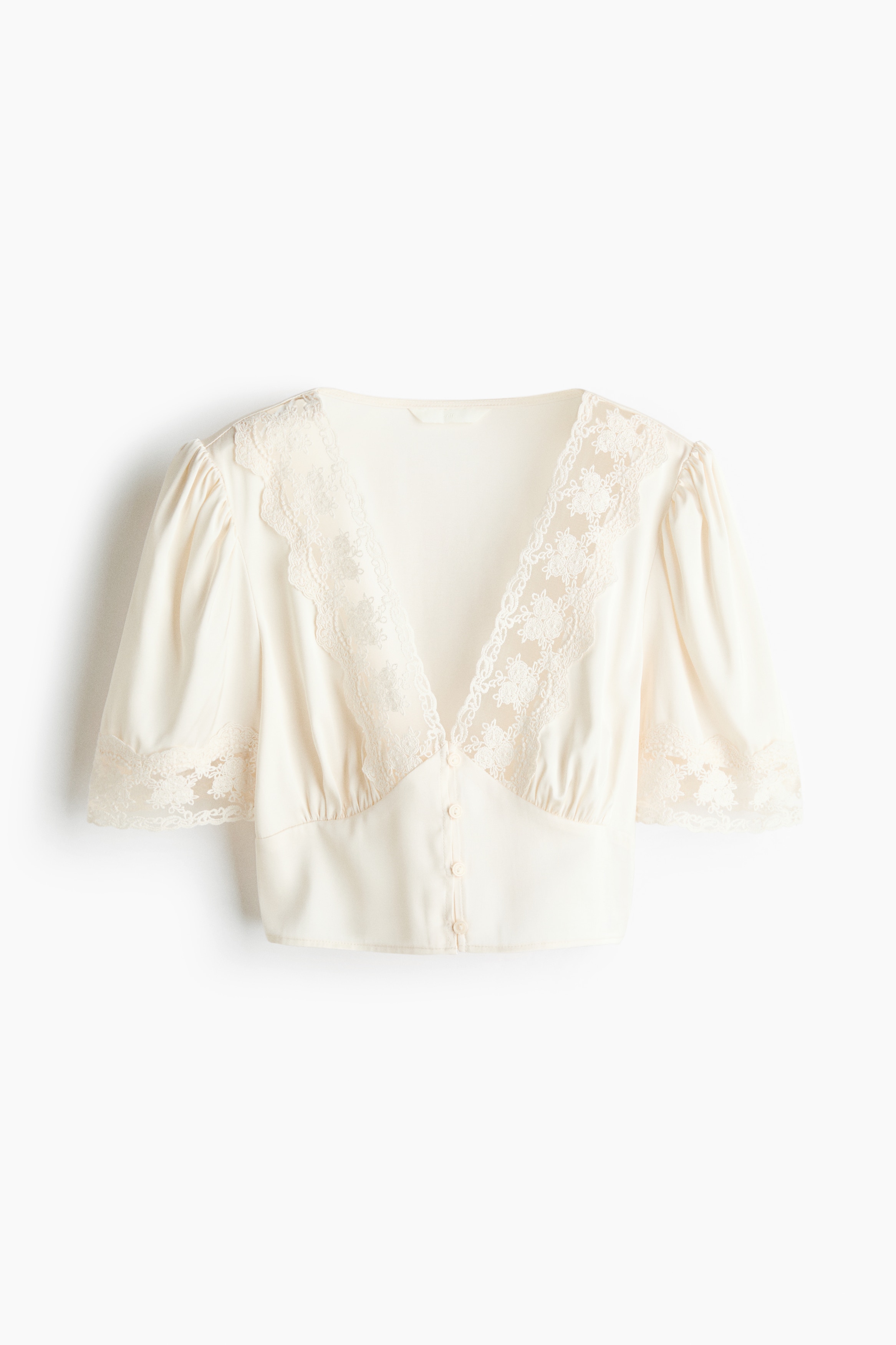 Haut court avec dentelle - Blanc