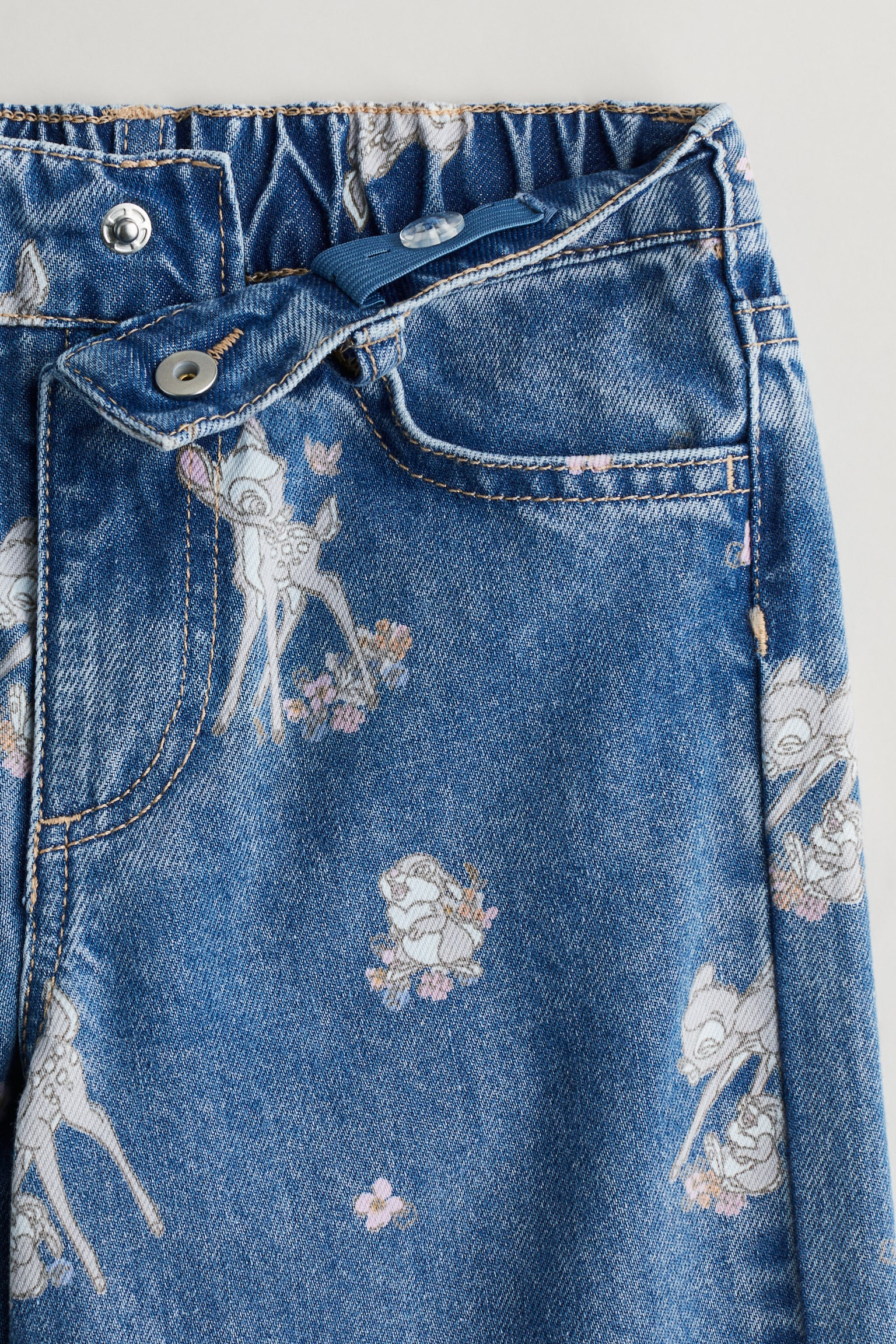 Детские джинсы H&M Printed Wide Leg, цвет: Джинсовый синий / Bambi — фото 3