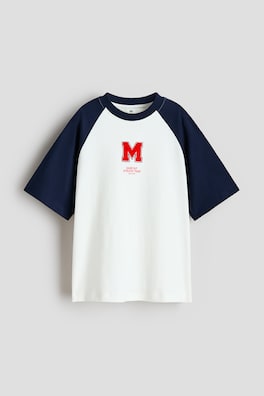 Raglanskuren T-shirt med tryckt motiv