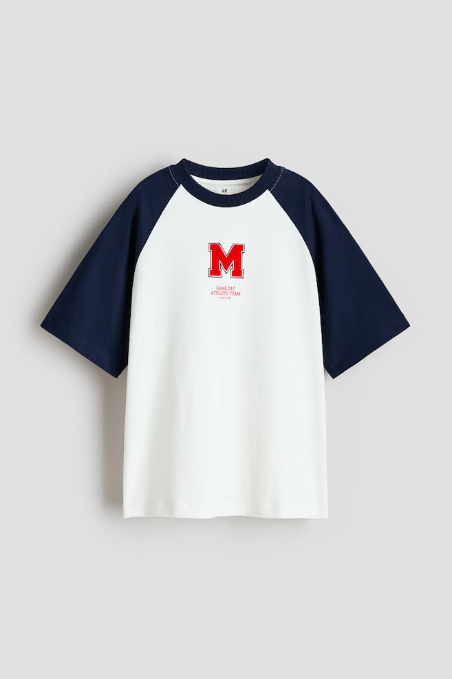 Raglan-T-Shirt mit Printmotiv - Weiß/M - 1