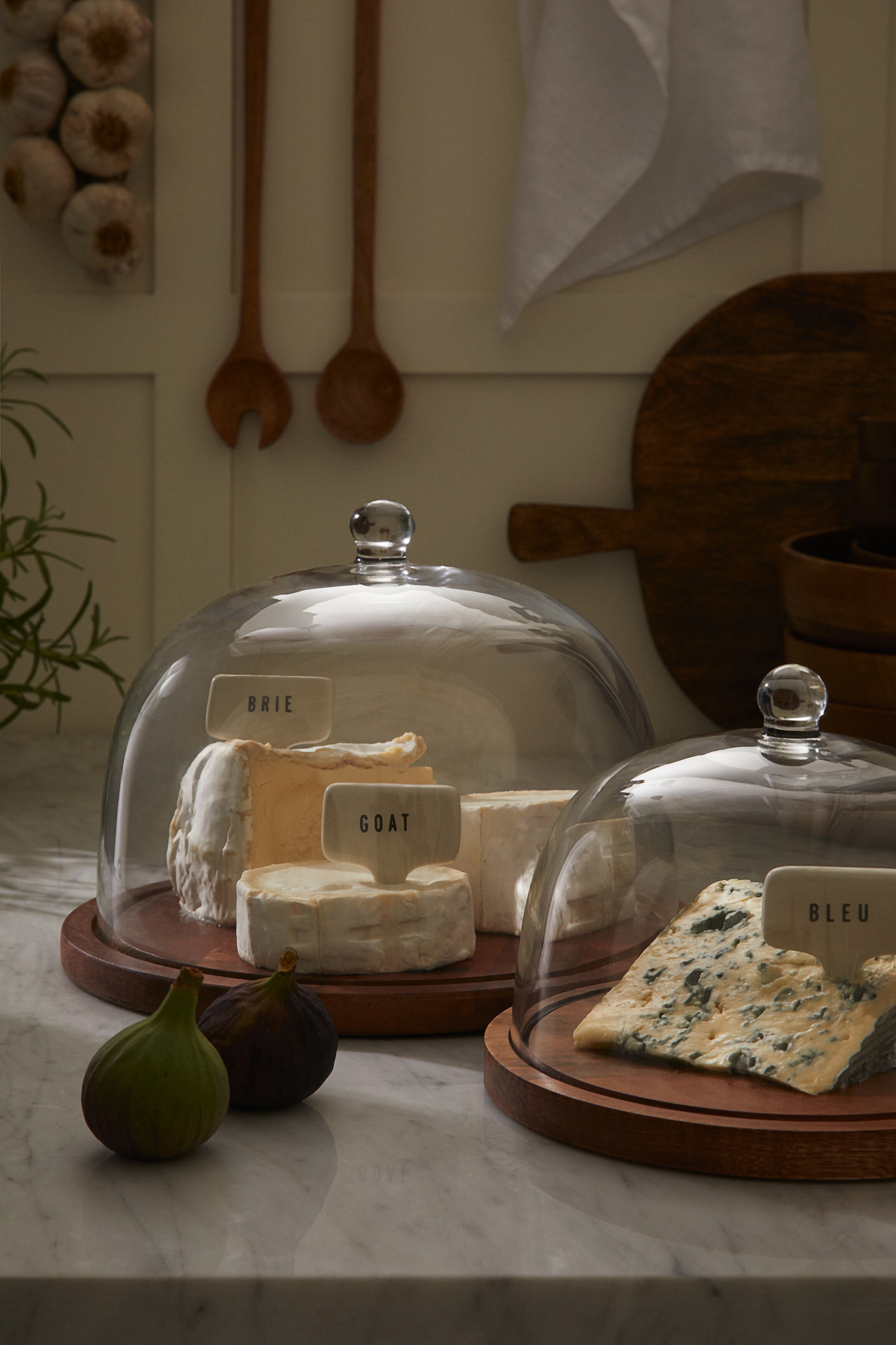 ウッドトレイガラスドーム - クリアガラス／ライトブラウン - Home All