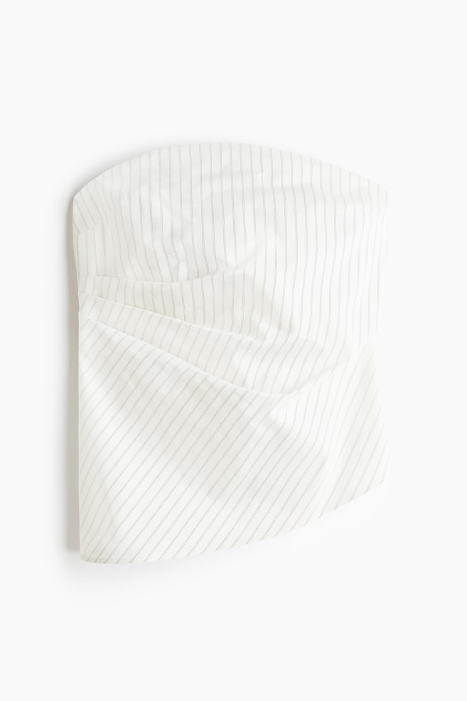 Asymmetric bandeau top - White/Striped/White - 1