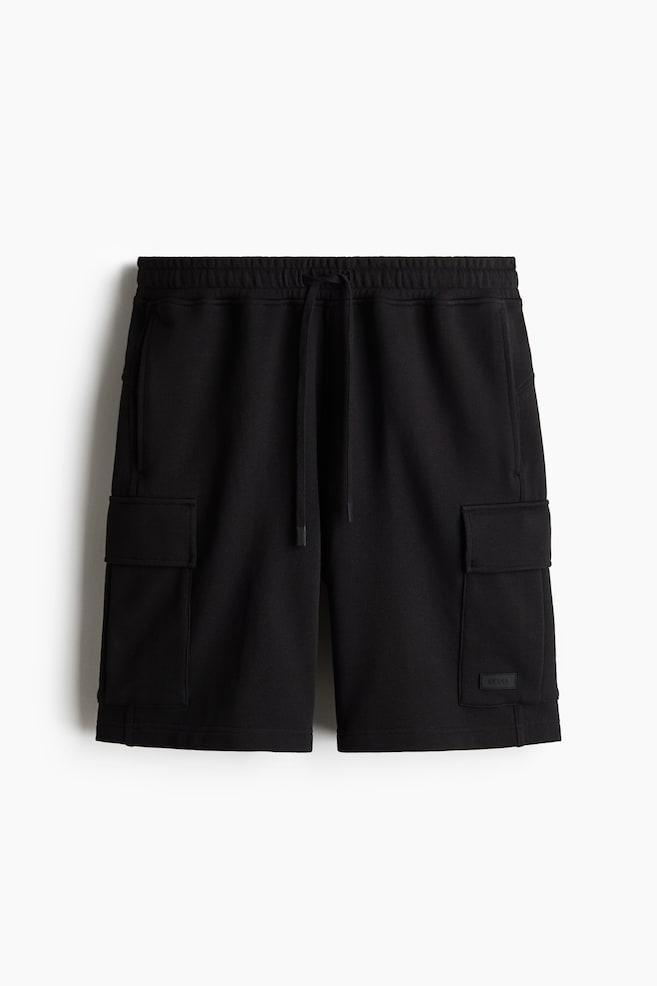 Long sports cargo shorts - Black - 1