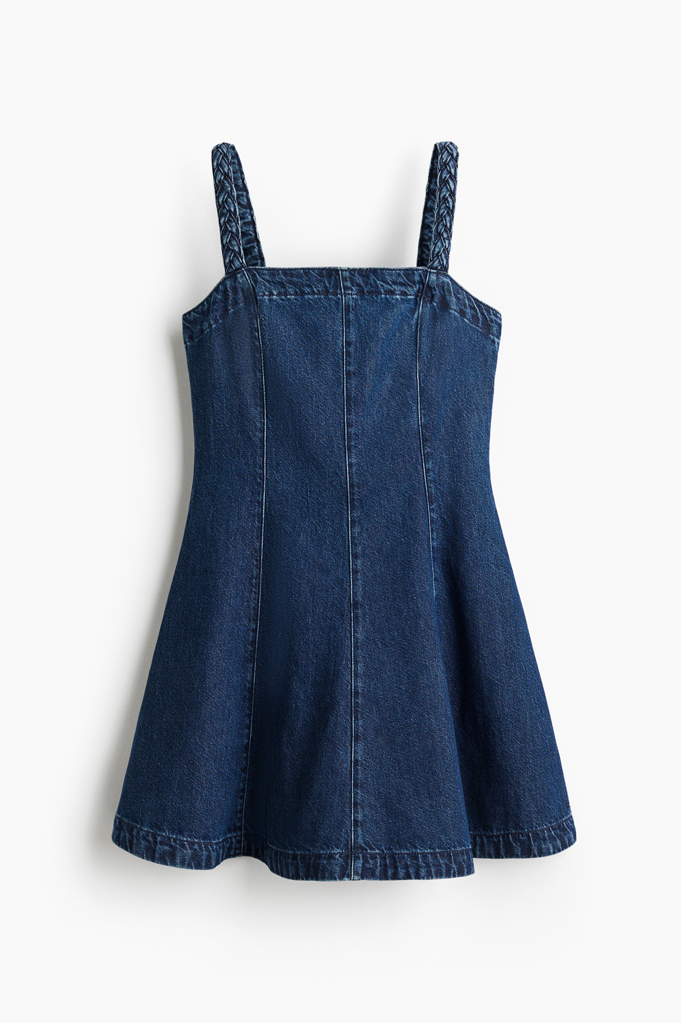 Vestido denim con falda acampanada - Azul denim oscuro