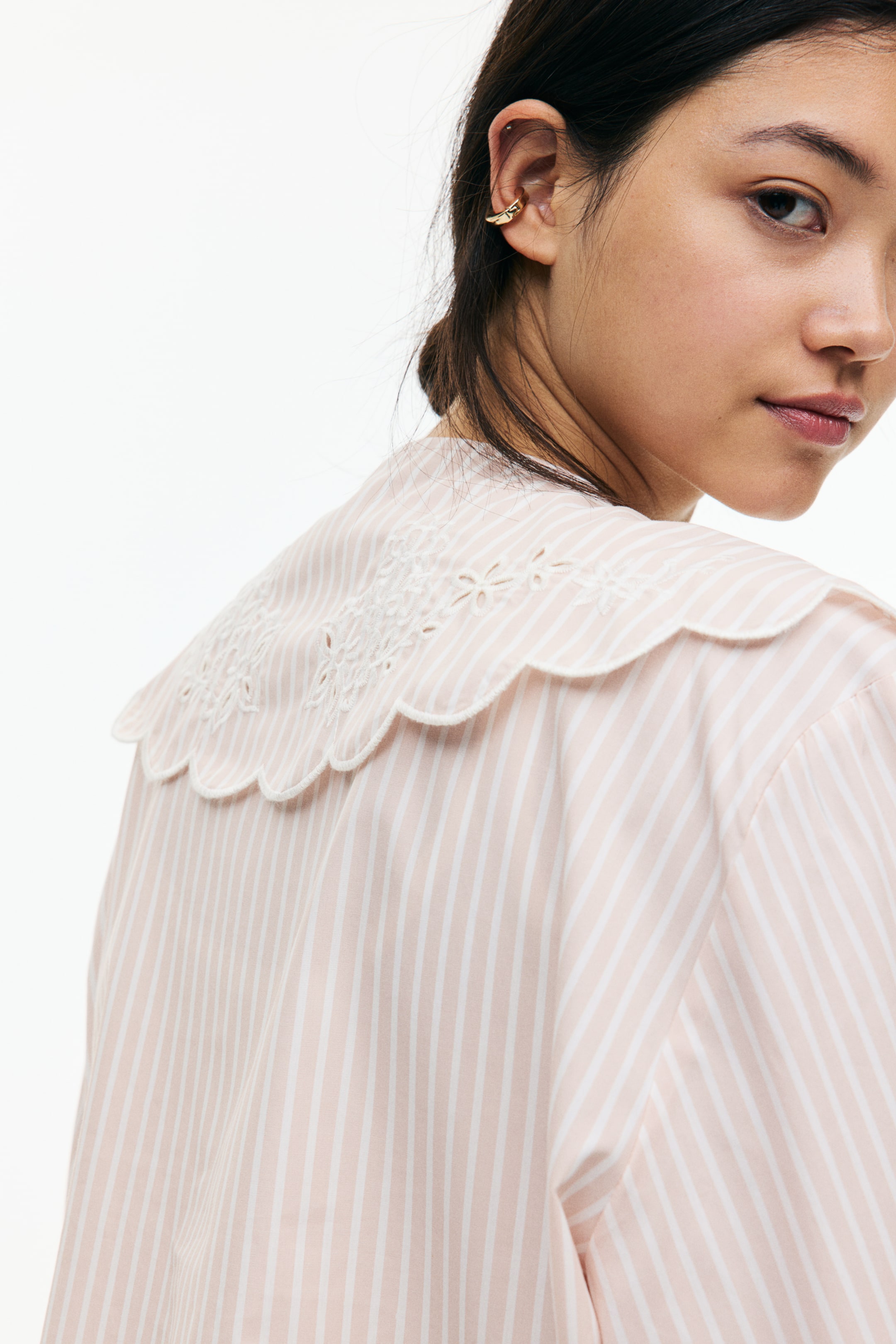 Embroidered Blouse with Peter Pan Collar