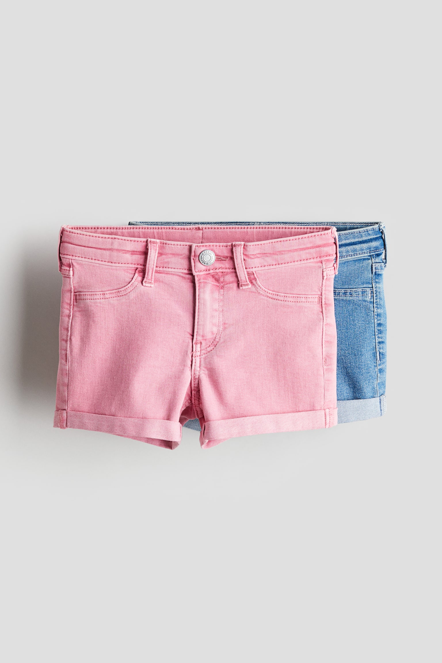 2-pack Denim Shorts - Pink/Denim blue/Light denim blue - 1