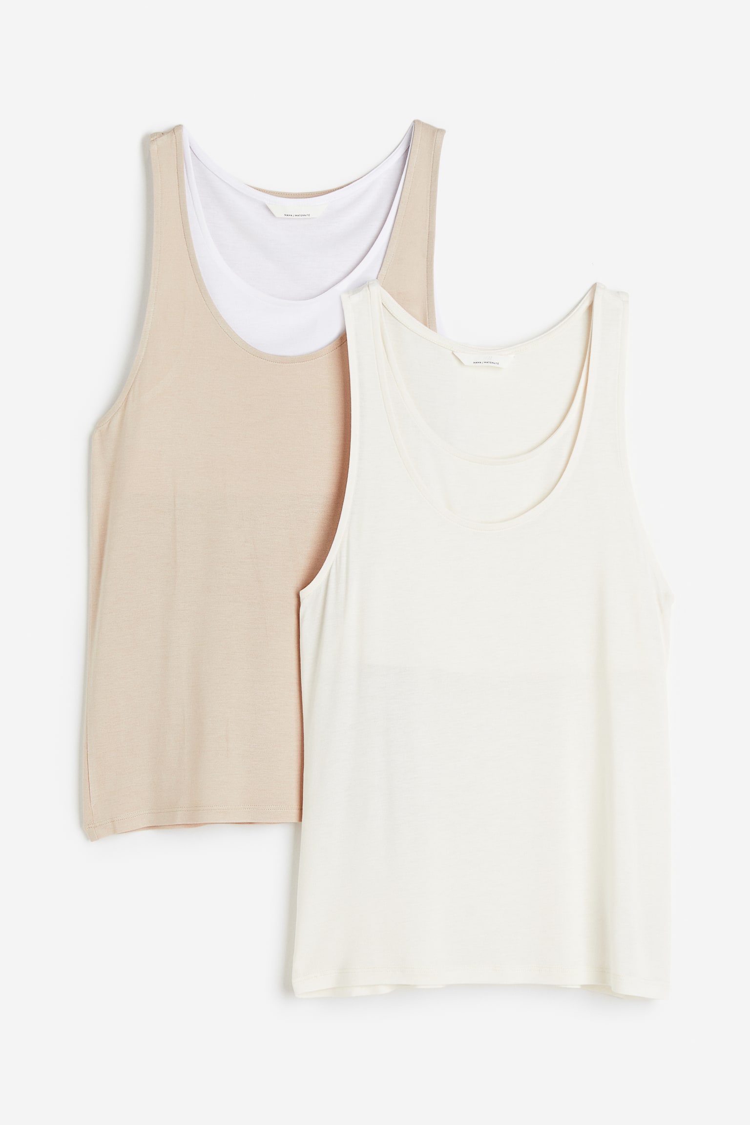 MAMA 2-pack Before & After Nursing Tanks - Light beige/Cream/Black/Stripe/Black/White - 1