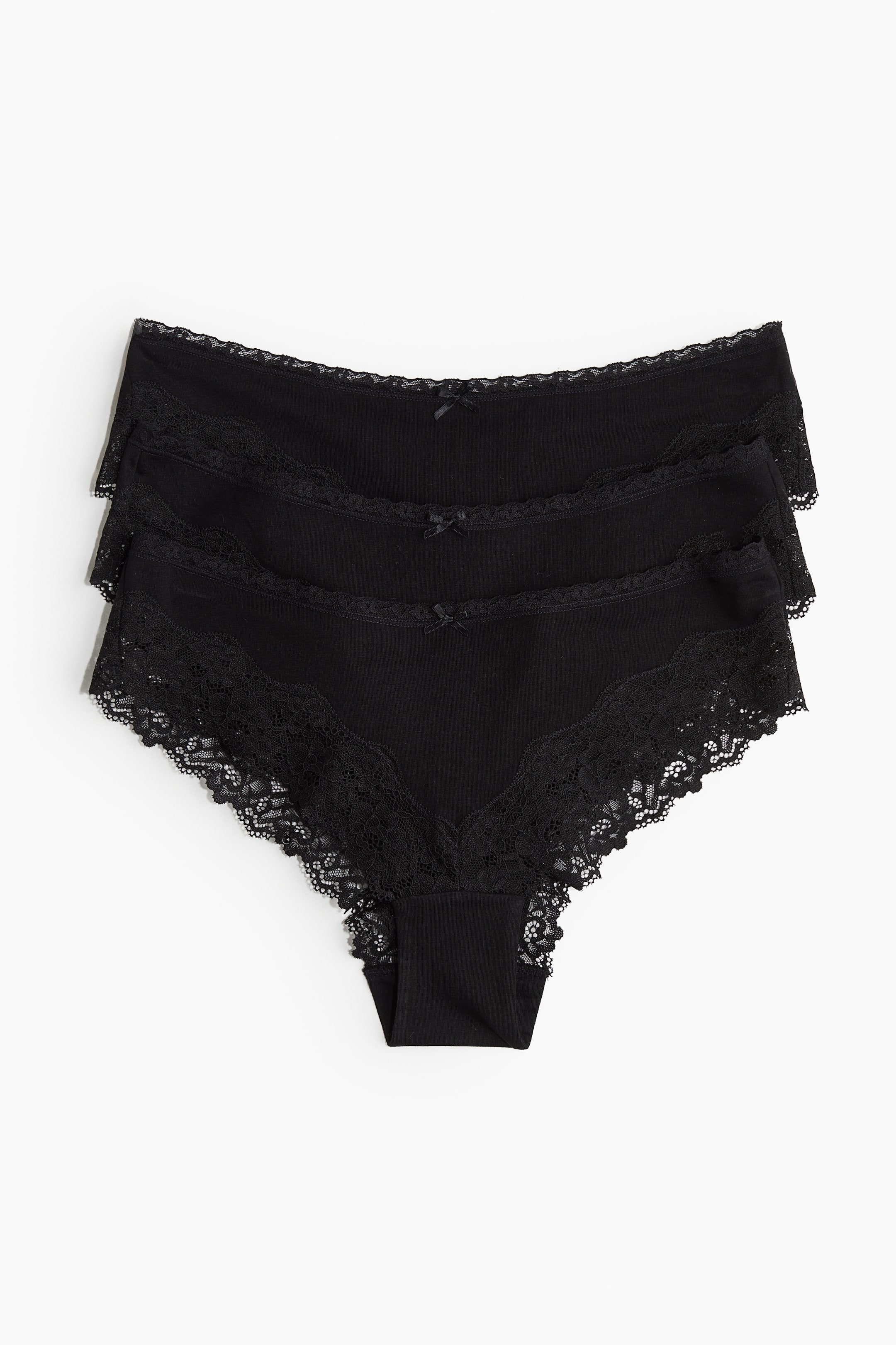 3-pack Lace-trimmed Hipster Briefs - Black - Ladies | H&M US