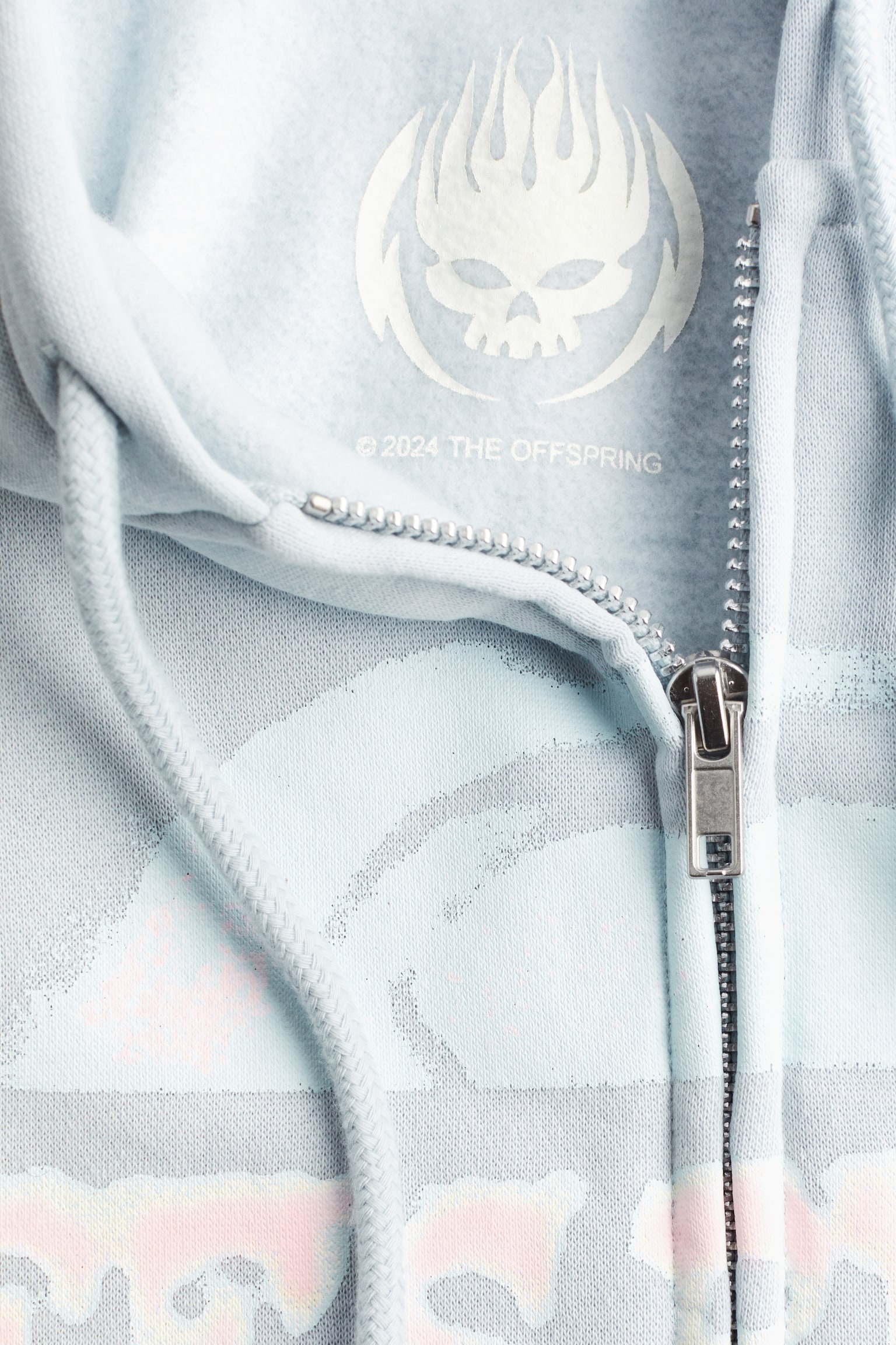 Oversized motif-detail zip-through hoodie - Light blue/The Offspring/Blue/The Smashing Pumpkins/Dark greige/Korn/Black/Sublime/Light grey marl/Nirvana/Cream/Twin Peaks/Light beige/Jane's Addiction/Light blue/Black/Formula 1/Black/Nirvana - 3