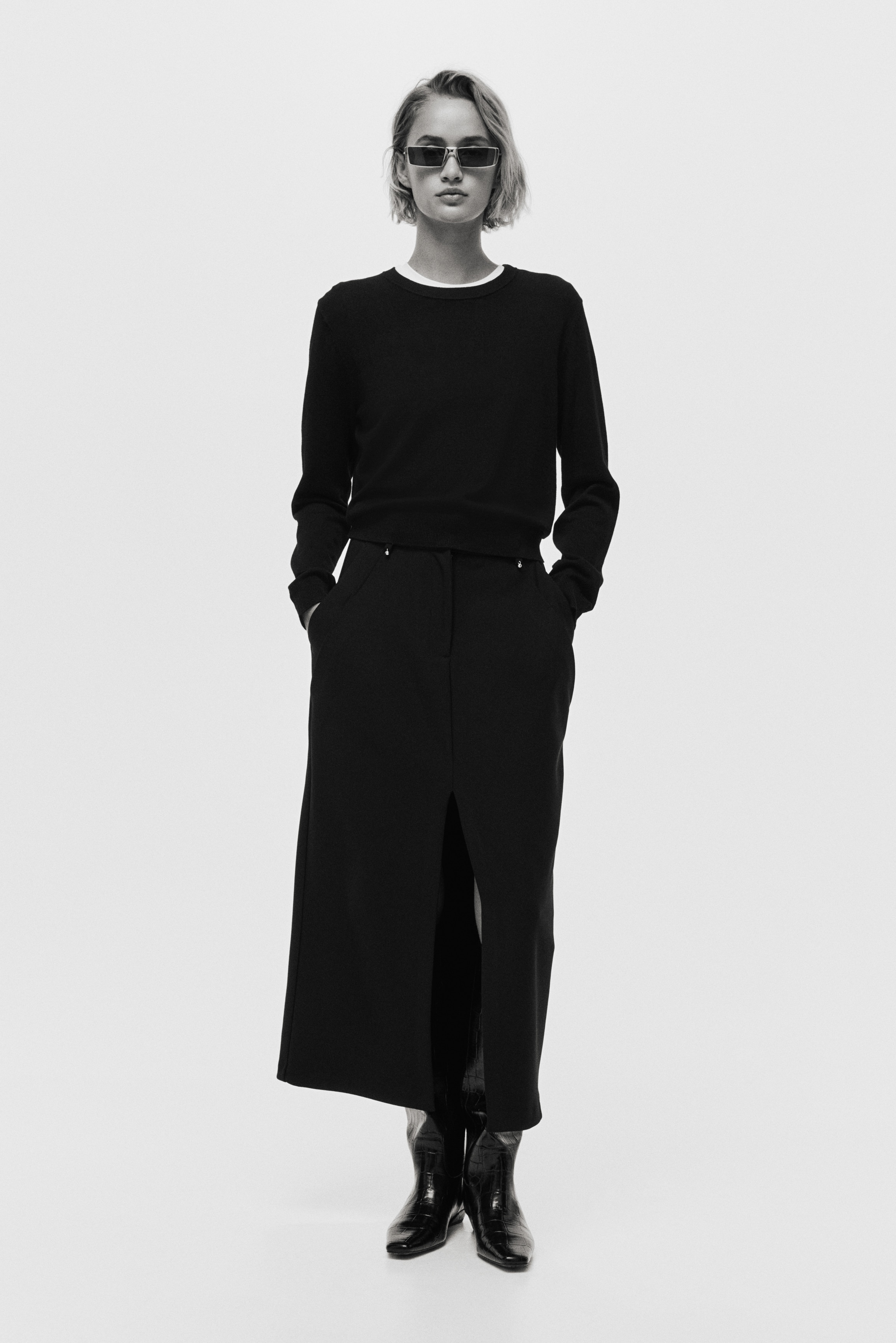 MADISONBLUE　ロンハーマン ブラックニットセーター スリムフィット ハーフジップファインニットセーター