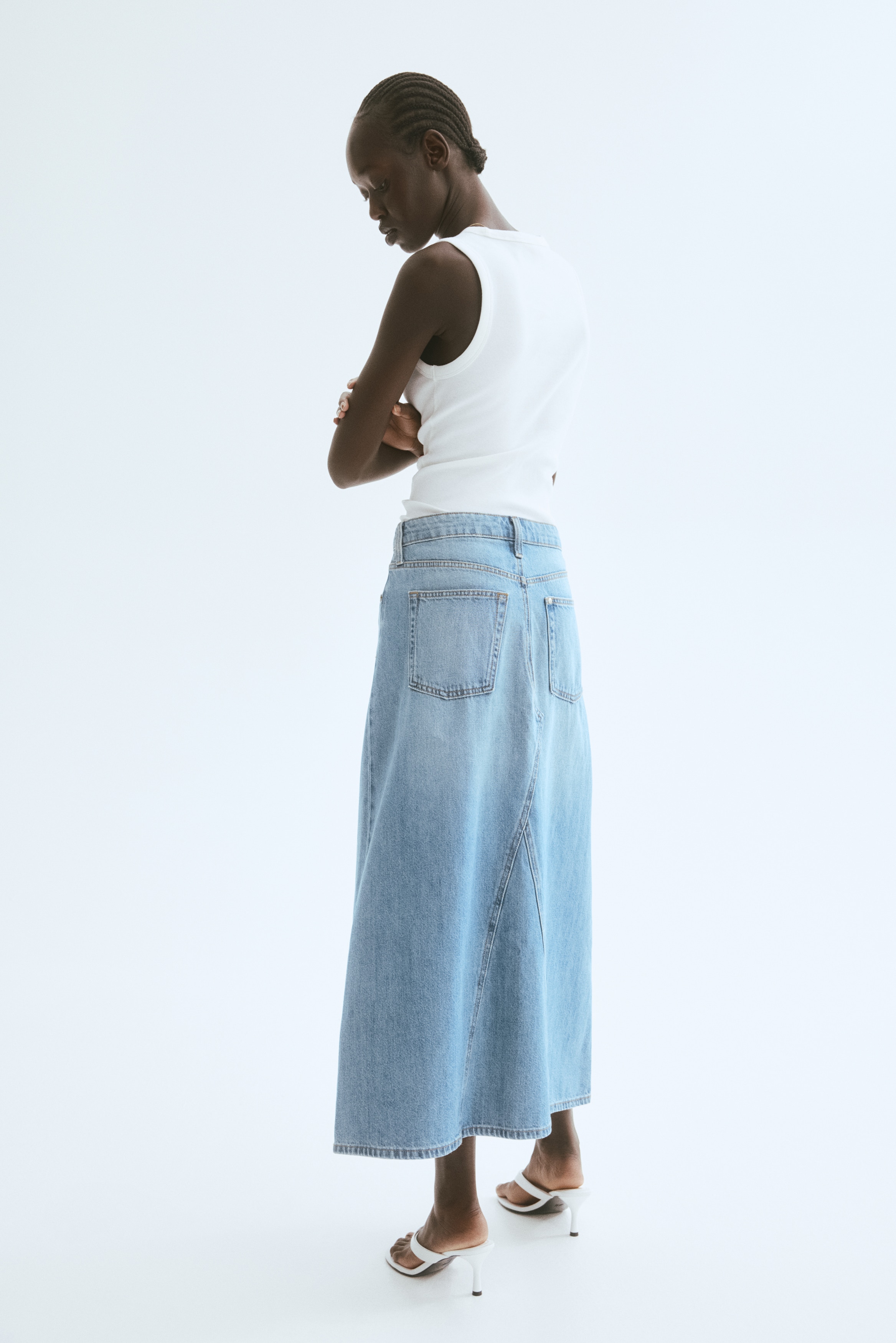 A-line denim skirt