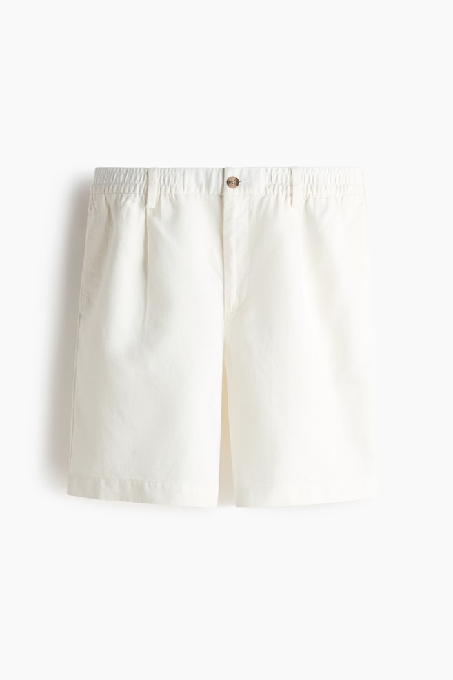 Shorts i linmix Relaxed Fit - Vit/Svart/Mörkbrun/Brun - 1