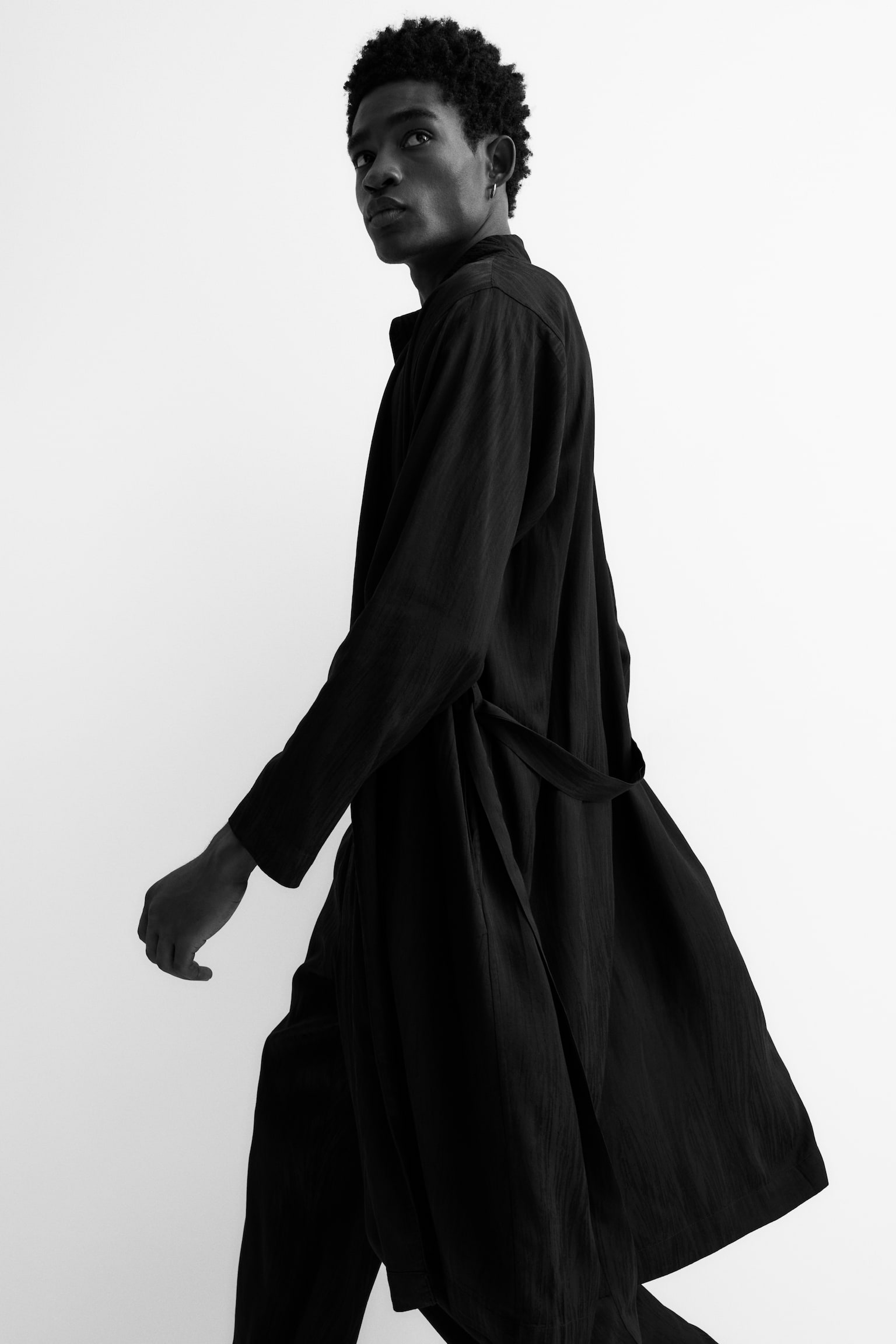 Jacquard-weave dressing gown - Black - 5