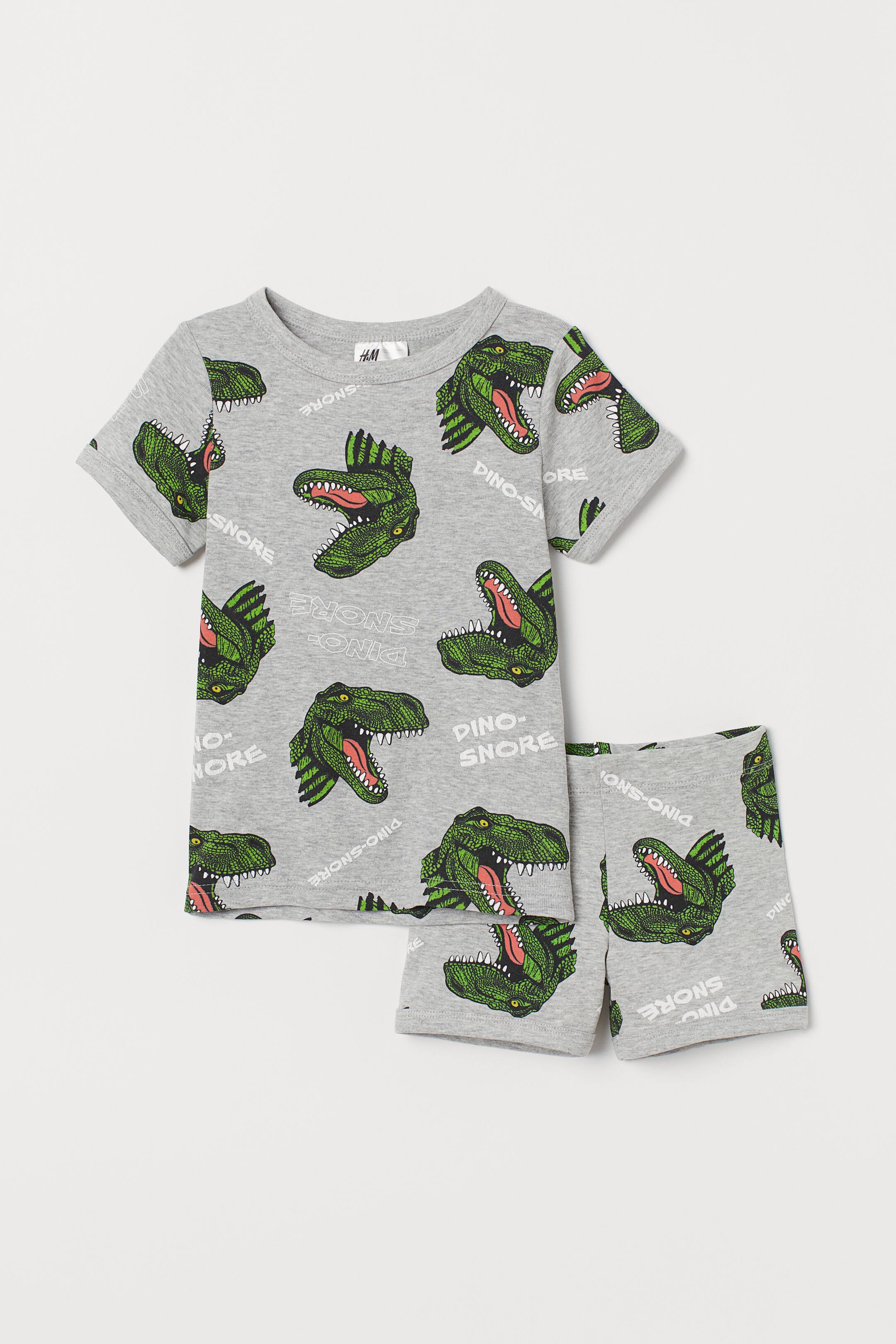 View larger image: Jersey pyjamas - Grey marl/Dinosaurs - Kids | H&M 1