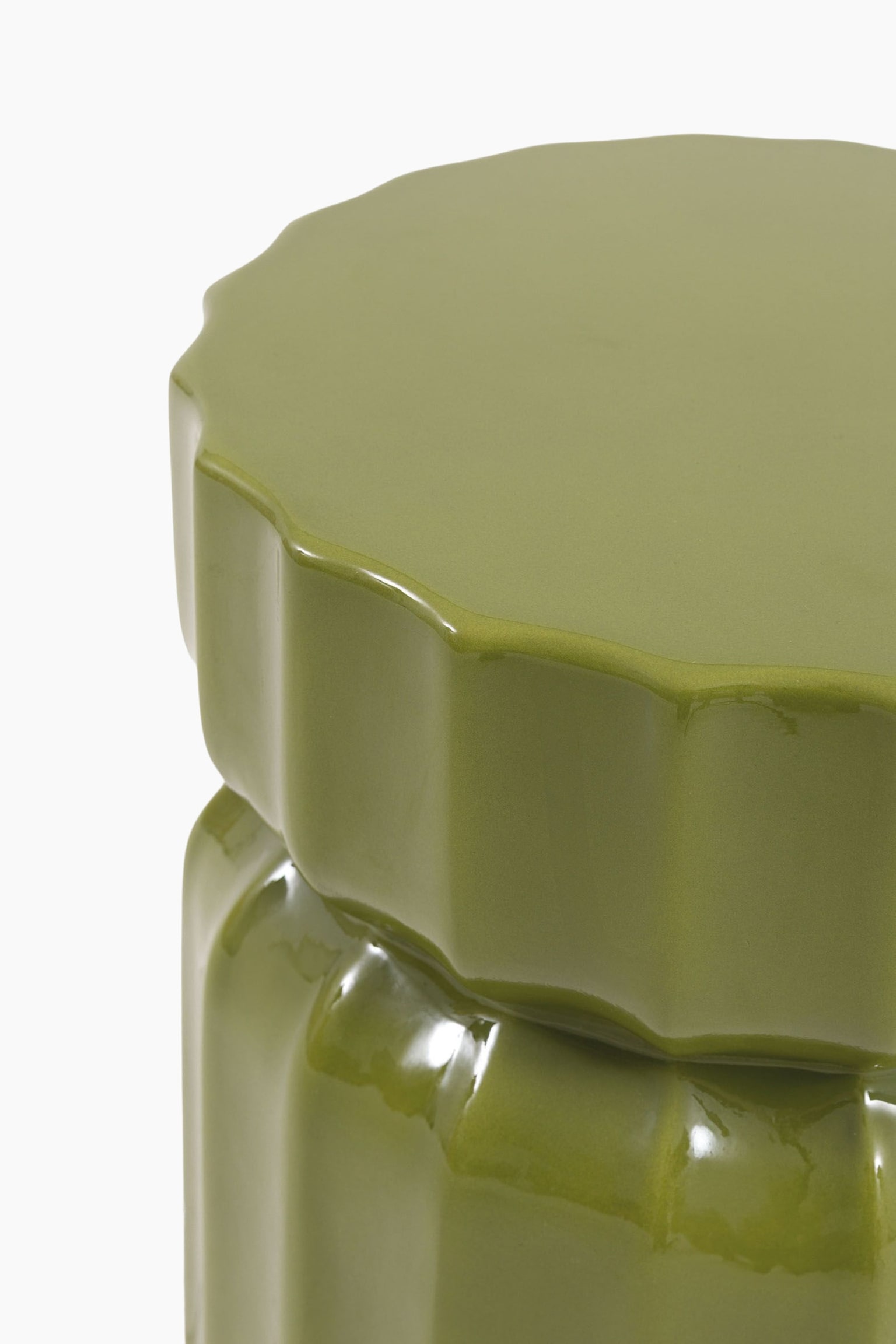 Glazed Side Table - Green/Rust/Cream - 3