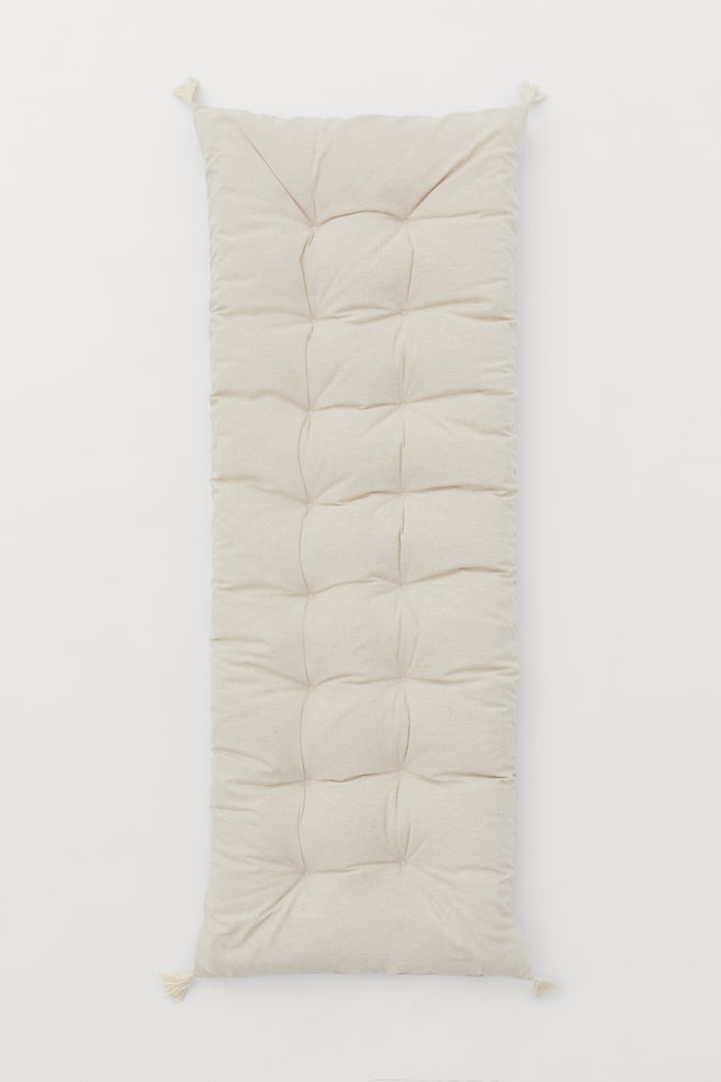 Rectangular tasselled cushion - Light beige - 1