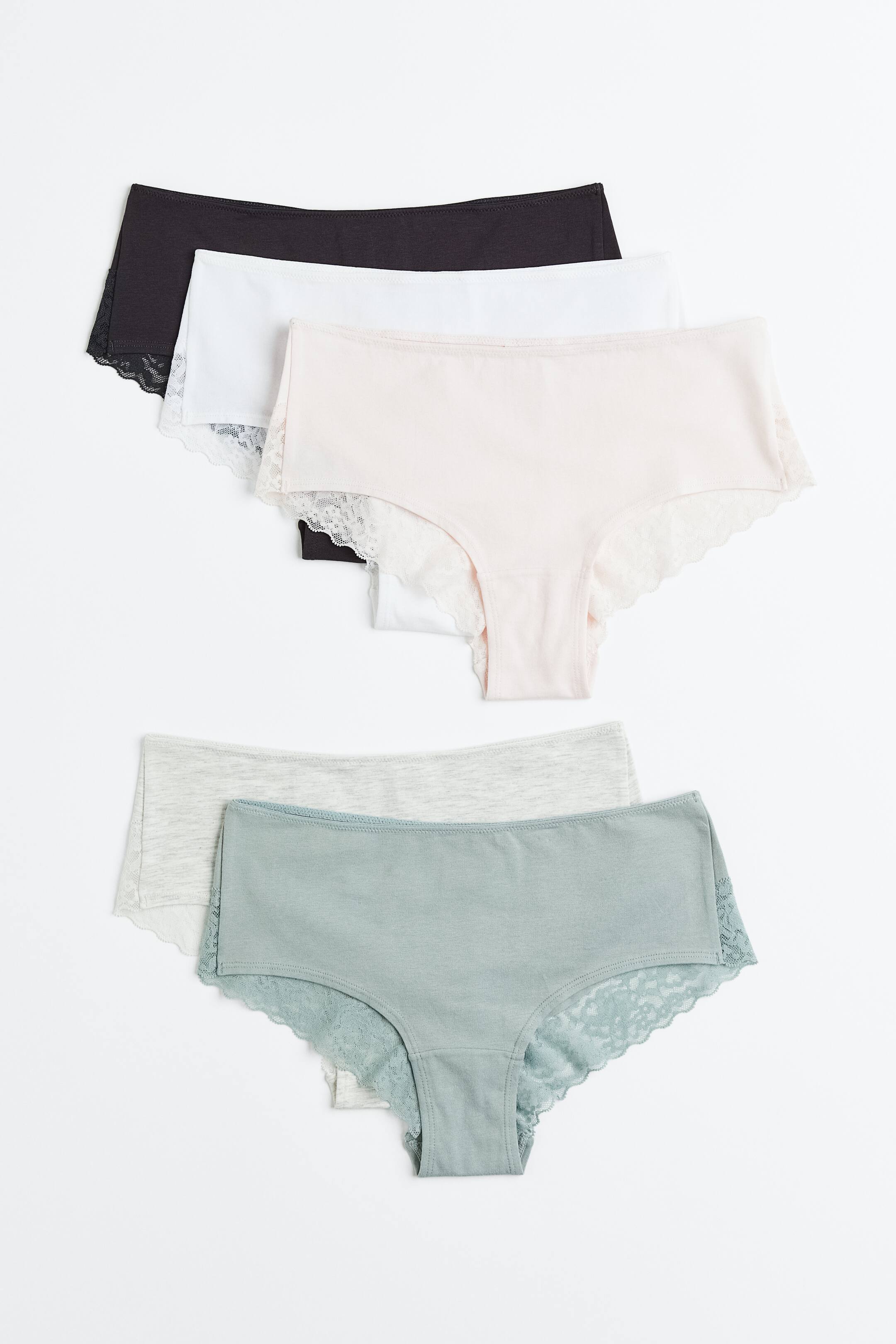 5-pack hipster briefs - Dark grey/White/Light pink - Ladies | H&M GB