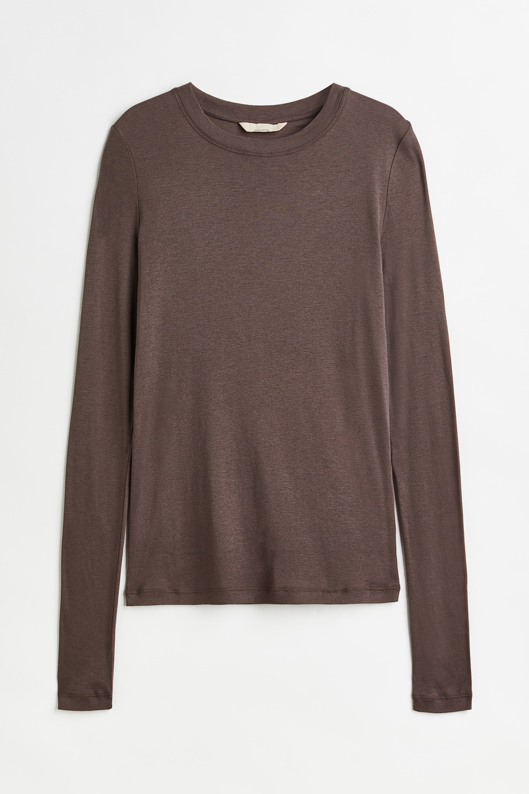 View larger image: Pima cotton jersey top - Dark mole - Ladies | H&M 1
