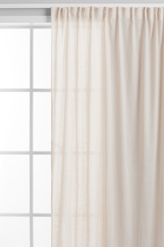 1-pack wide linen-blend curtain length - Jasnobeżowy/Biały/Jasny szarobeżowy/Żółty - 1
