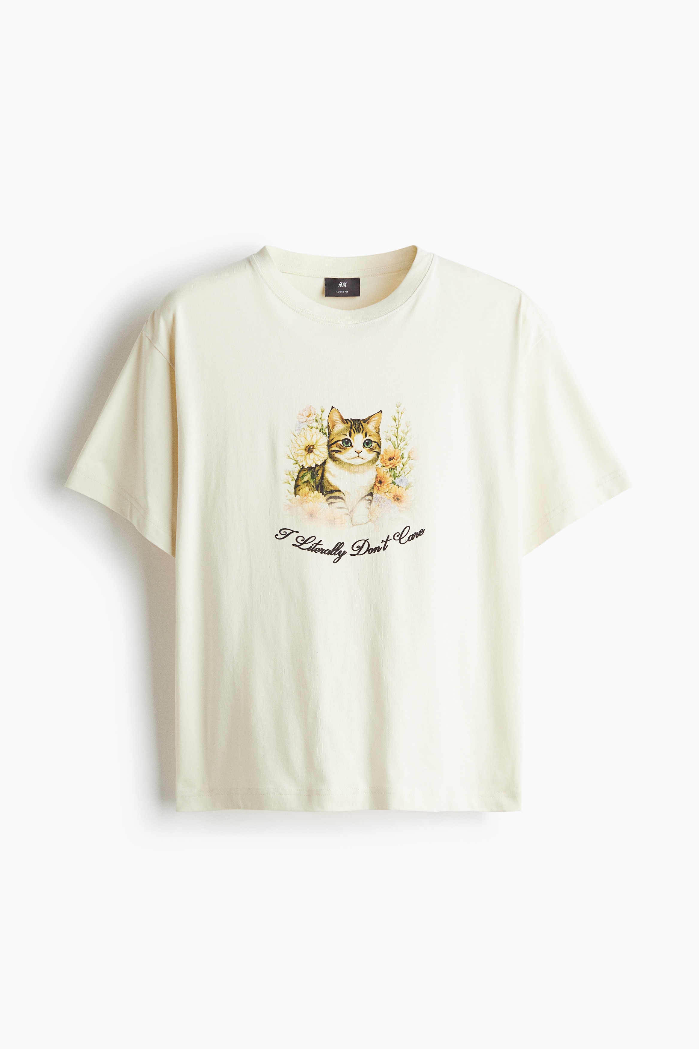 Loose Fit Printed T-shirt - Light beige/Cat/Black/Keep the wild/Brown/Street hoops/White/Next level ready/Turquoise/Emotional currents/White/Frostbite Society/Sage green/Angel Ridge/Brown/Adapt/Light blue/Wickford Hills/White/Greek Sardines/Khaki green/Adapt/Blue/San Diego/Blue/Still Water/White/Playa de Alcudia/Blue/Light orange/Path of Nature/Plum purple/Orchards bookstore/White/Destined Beyond/White/Watch party