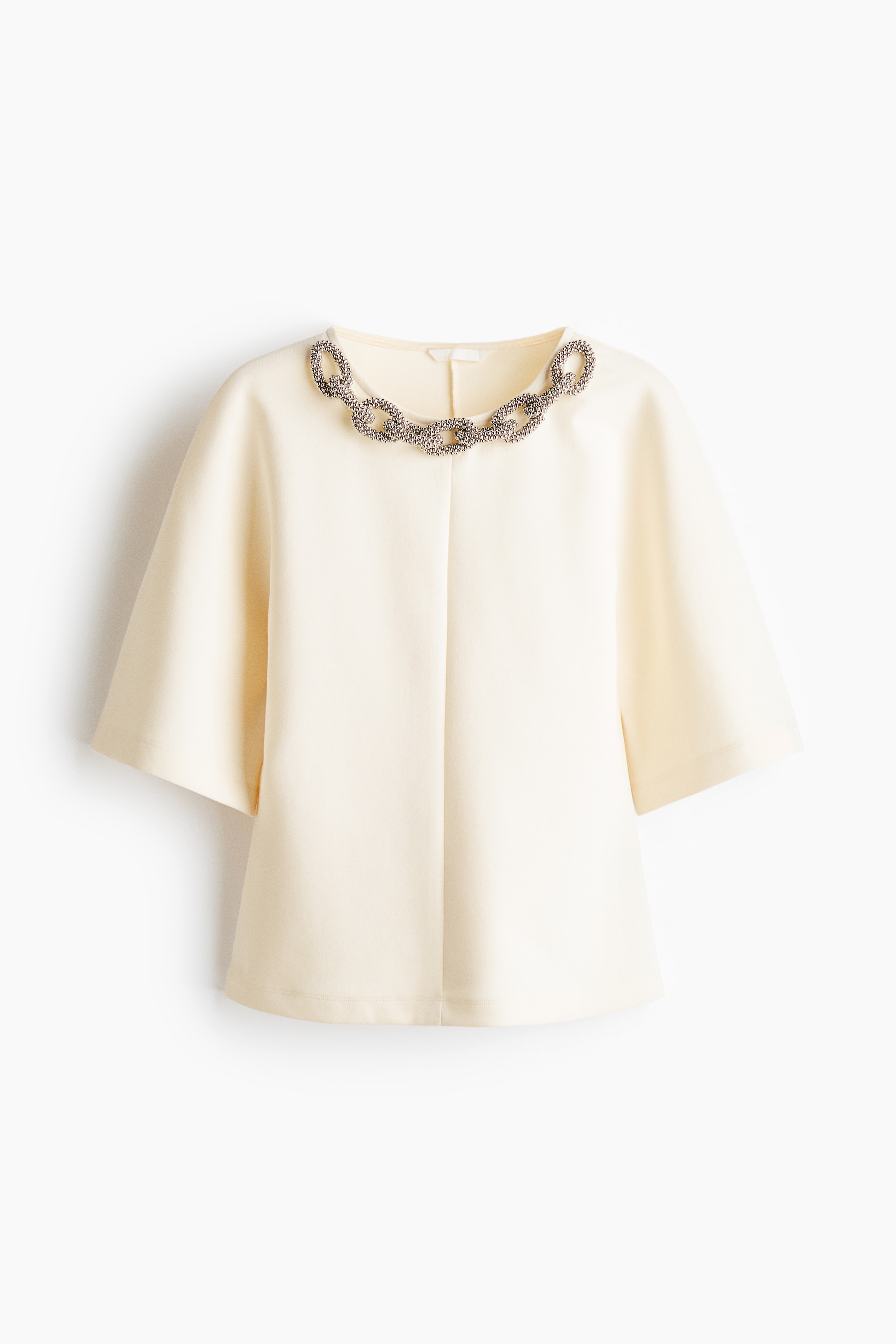 Chain-Detail T-Shirt - Cream