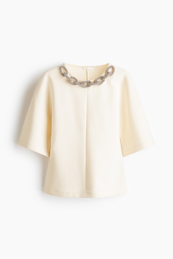 Chain-detail T-shirt - Cream - 1
