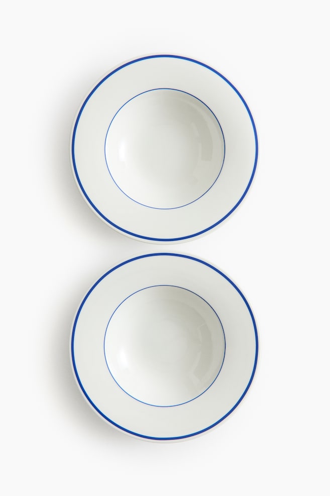 Głęboki talerz porcelanowy 2-pak - Biały/Niebieski/Biały/Czarny/Biały/Czerwony - 1