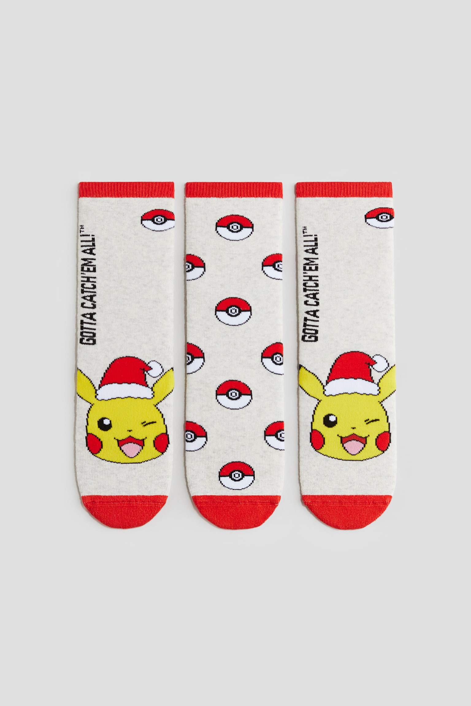 3-pack terry socks - Light grey/Pokémon/Lime green/The Grinch - 1