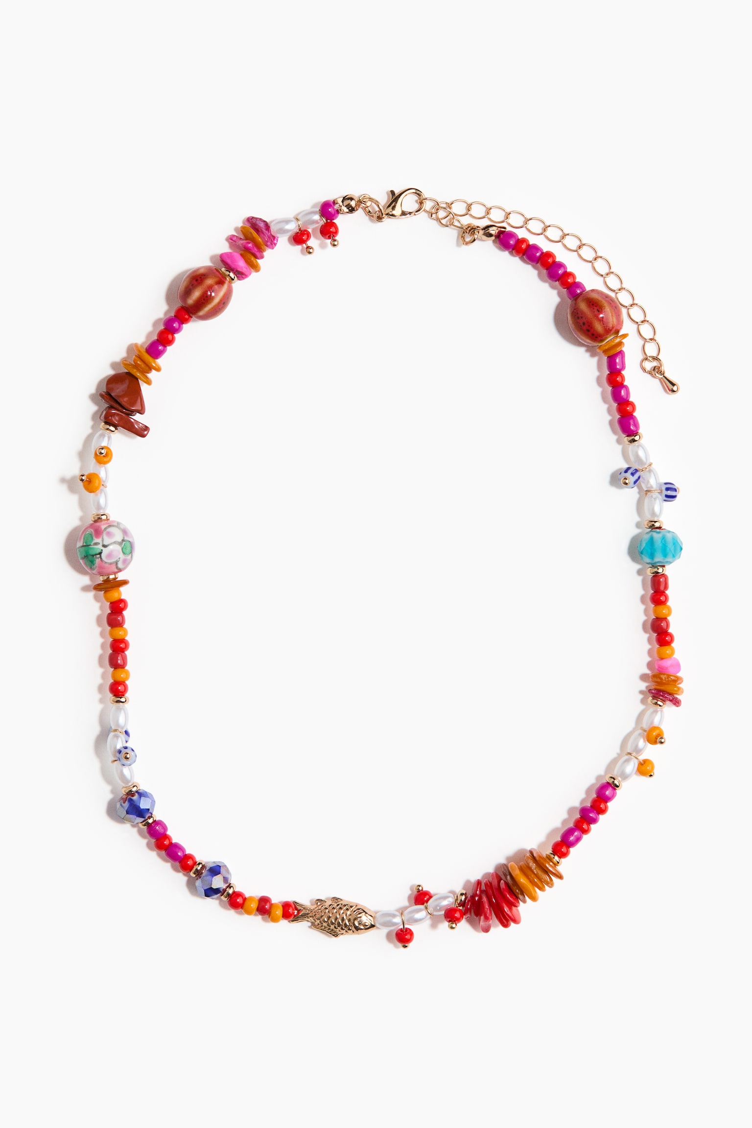 Beaded Necklace - Orange/red