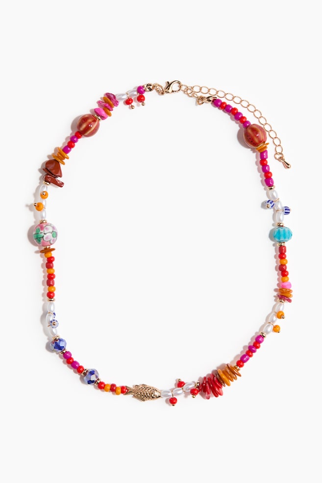 Beaded necklace - Orange/Red - 1