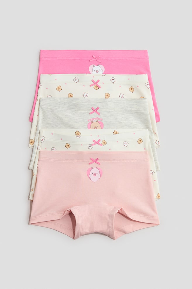 5-Pack Printed Cotton Boxer Briefs - Pink/CapyFun/Cream/Lilo & Stitch/Cream/Hello Kitty/Mint green/KPop Demon Hunters - 1