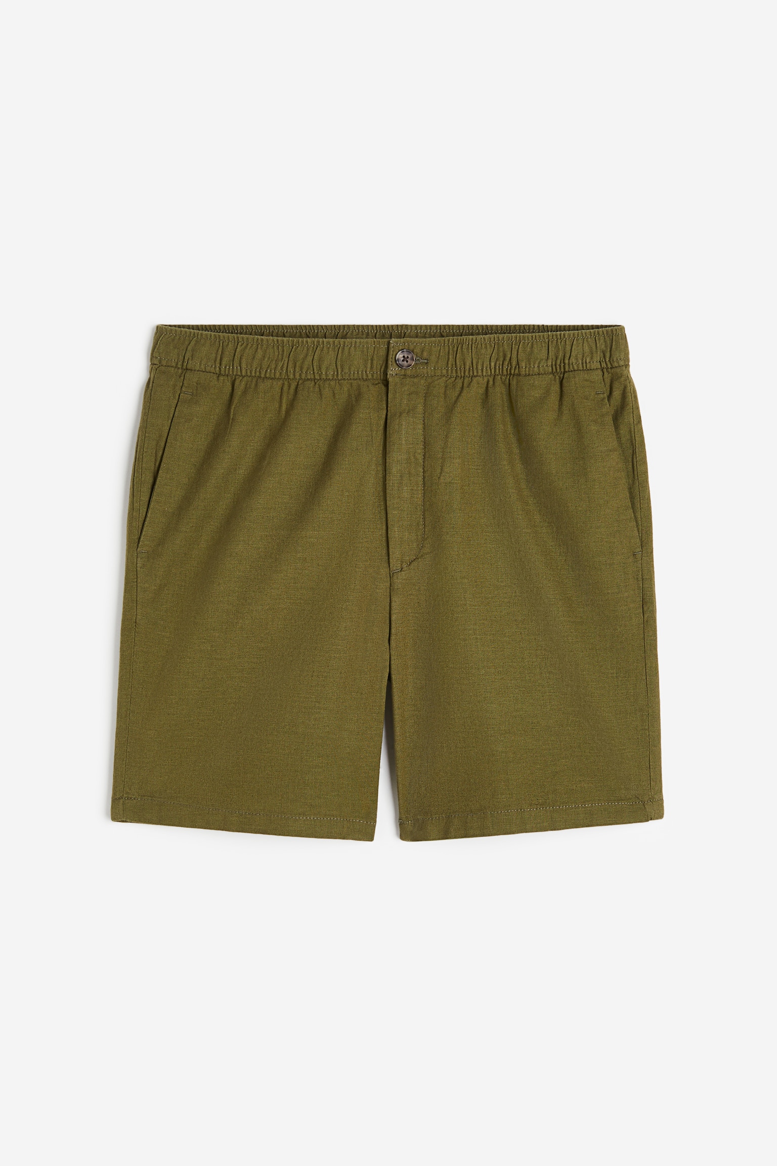 Regular Fit Linen-blend shorts - Khaki green/Light beige/Grey - 1